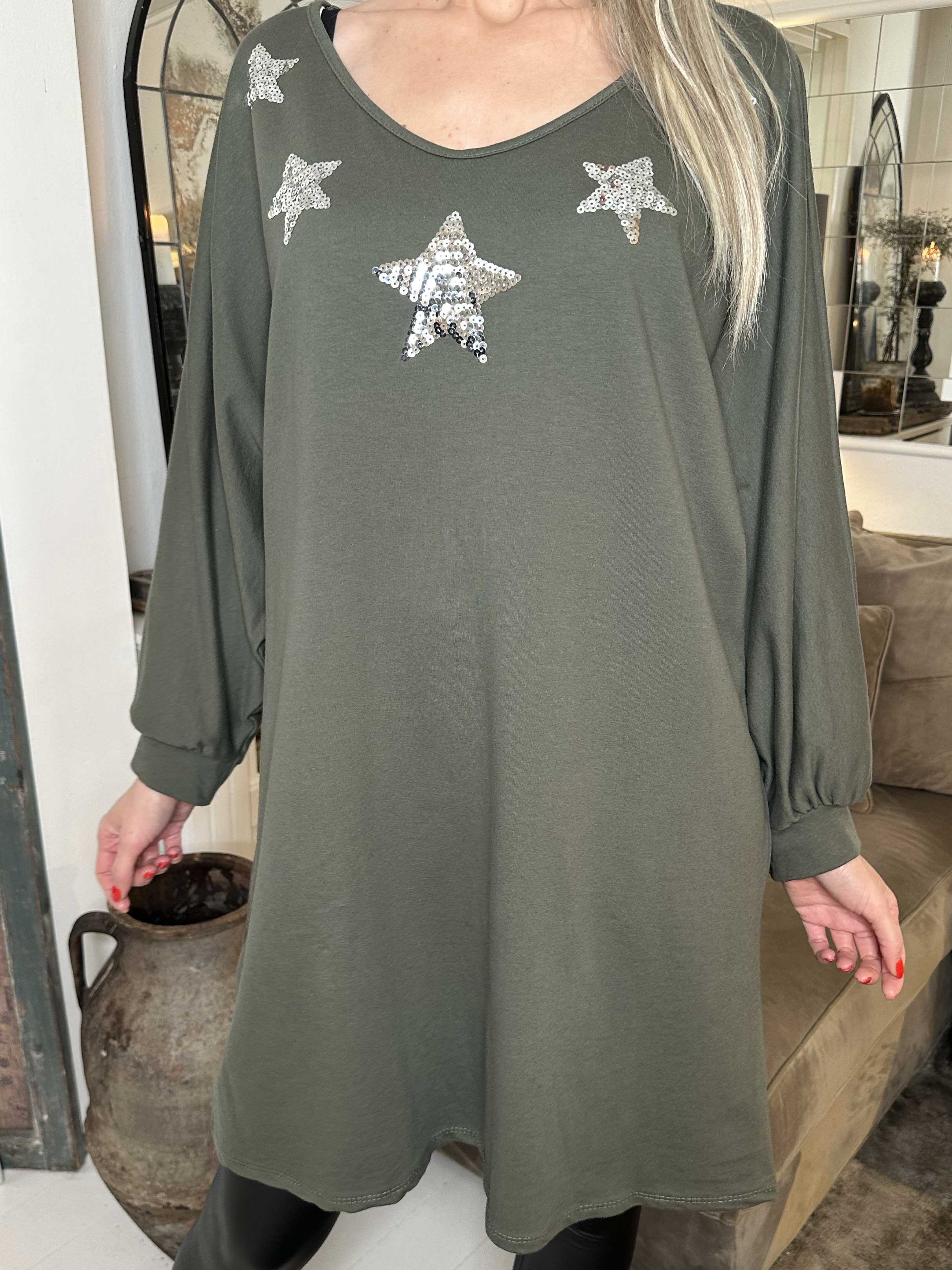 Torino - Oversized joggingkjole med stjerner af pailletter