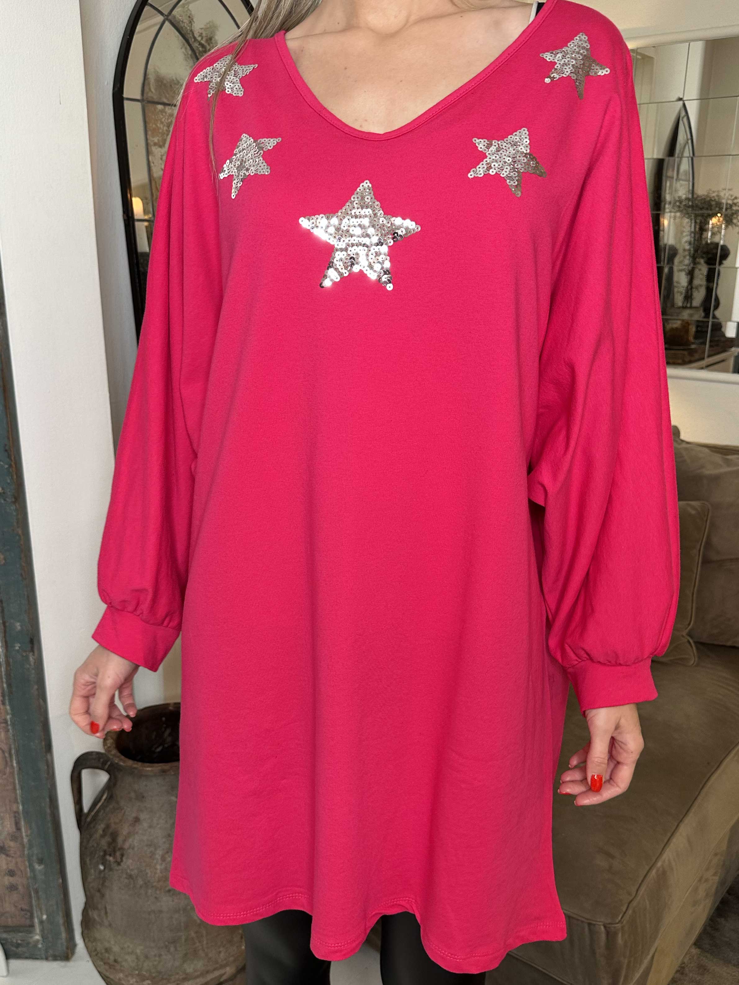 Torino - Oversized joggingkjole med stjerner af pailletter