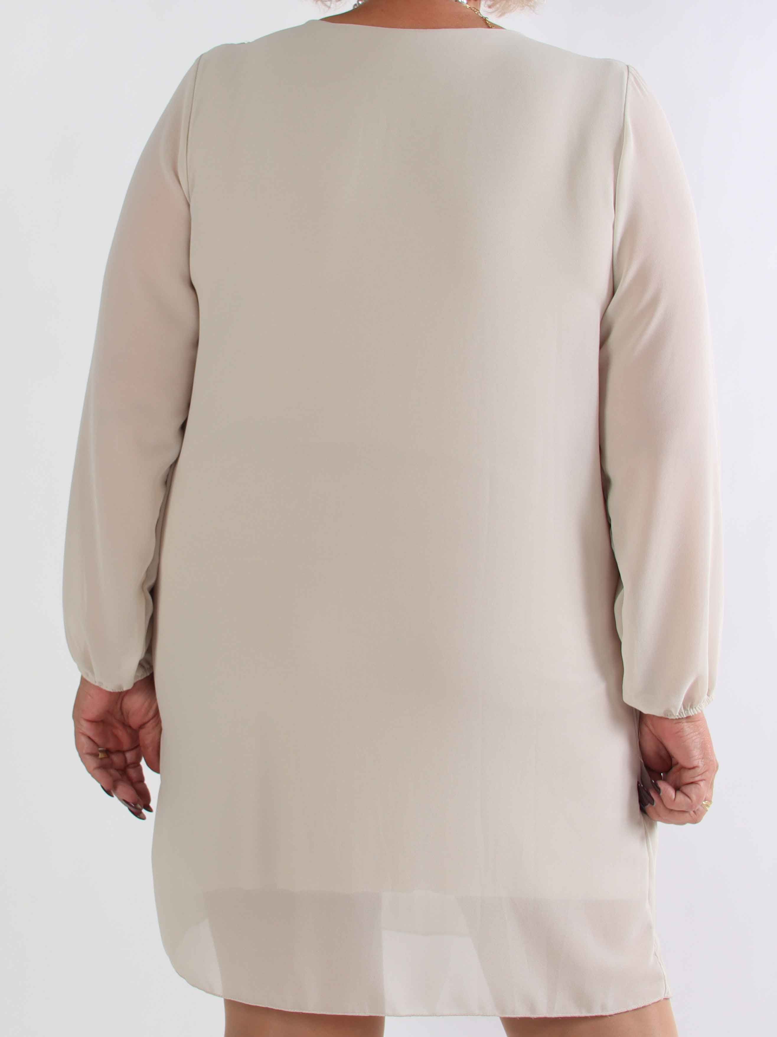 Ulrica - Sød plisseret plus size tunikakjole med pailletter