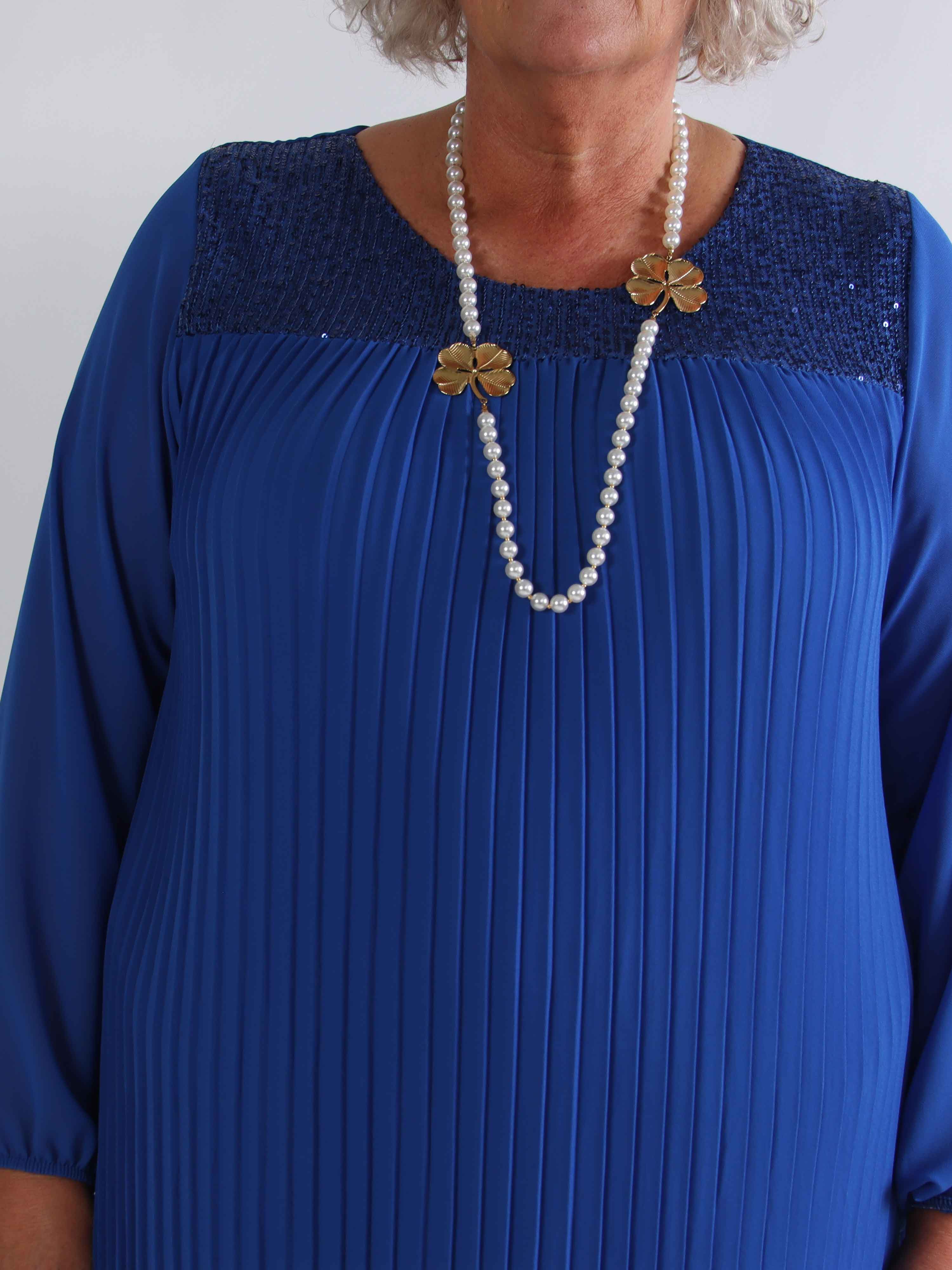 Ulrica - Sød plisseret plus size tunikakjole med pailletter