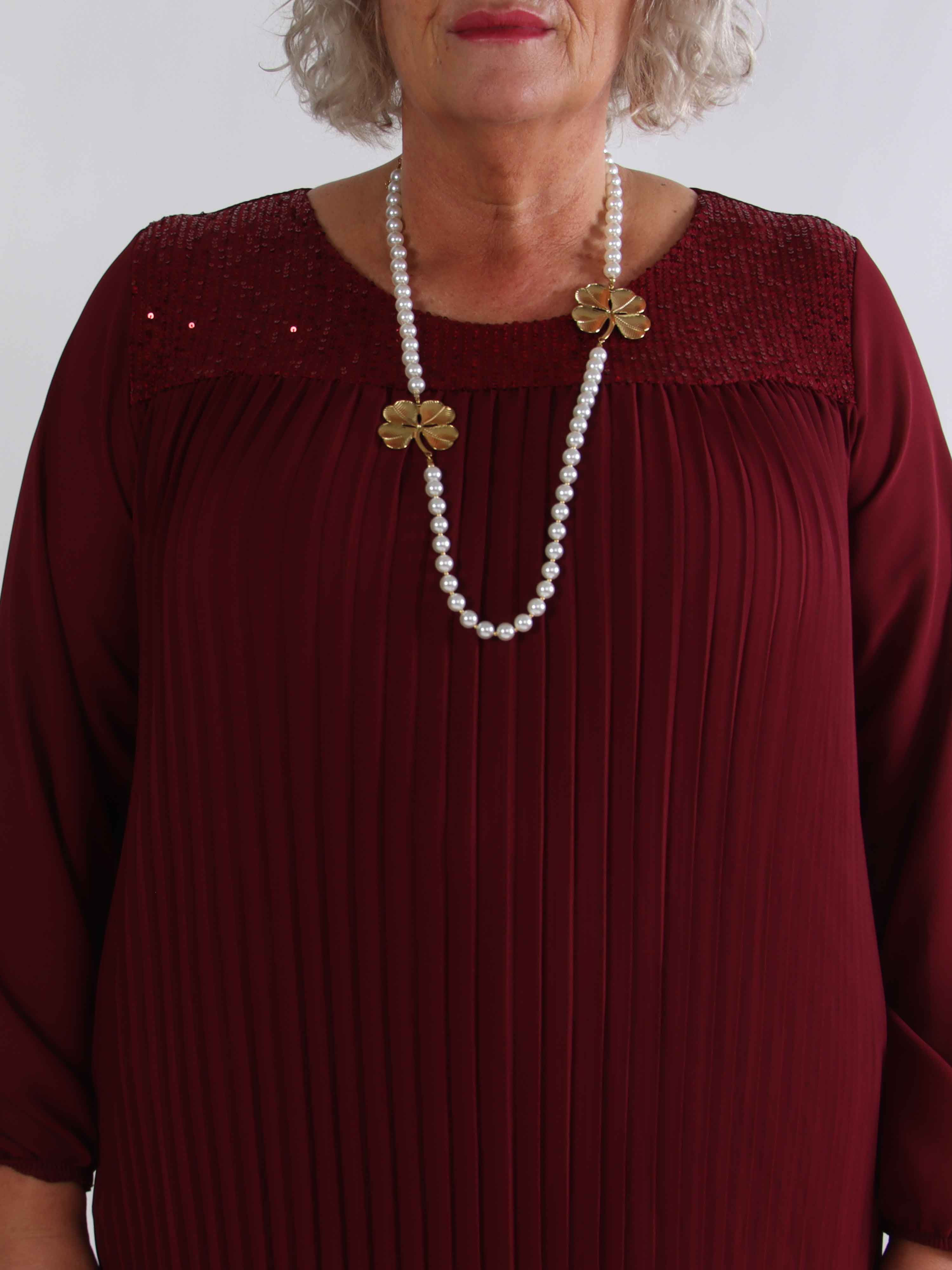 Ulrica - Sød plisseret plus size tunikakjole med pailletter