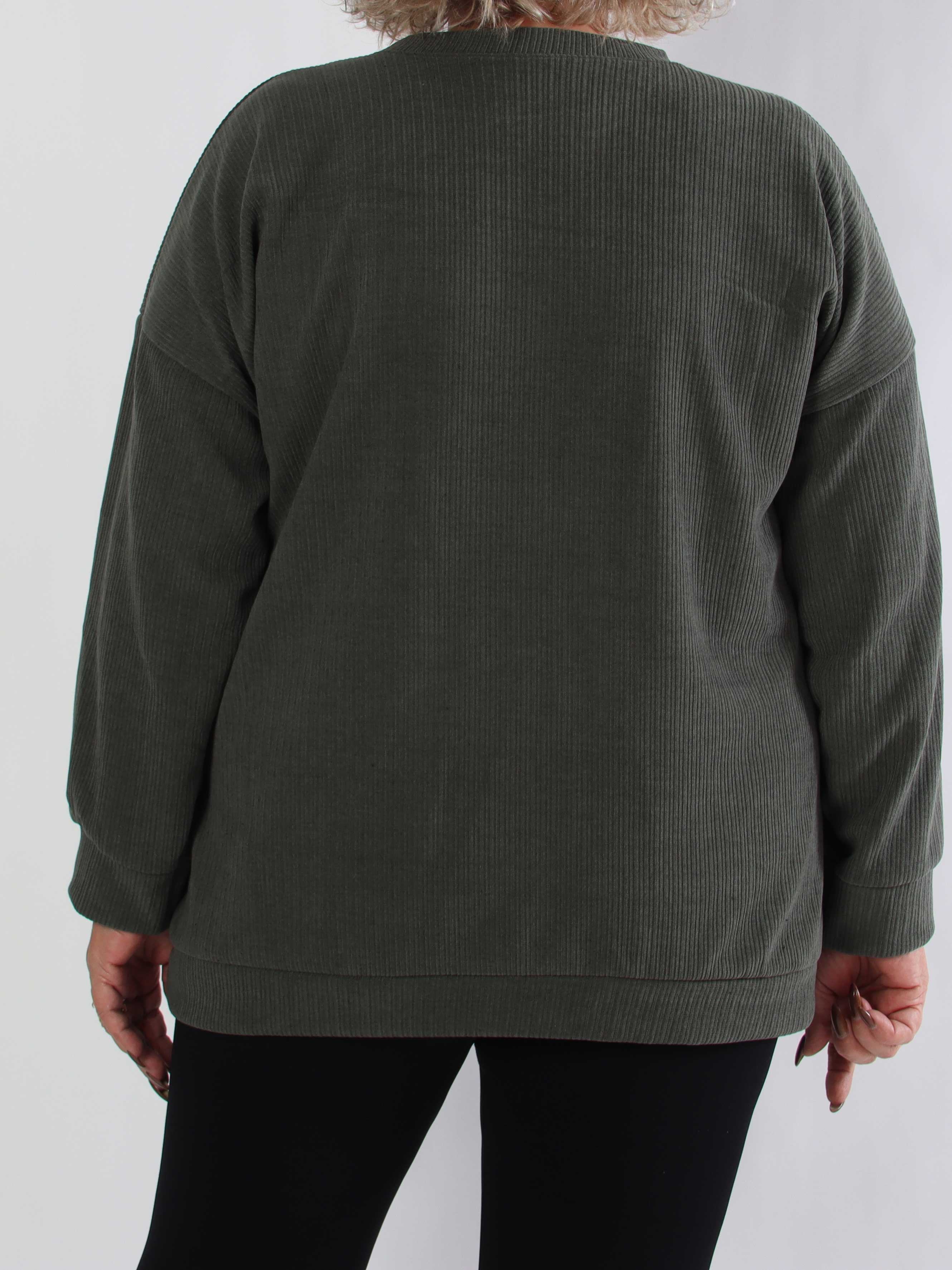 Uma - Fløjl plus size bluse med perler og similisten