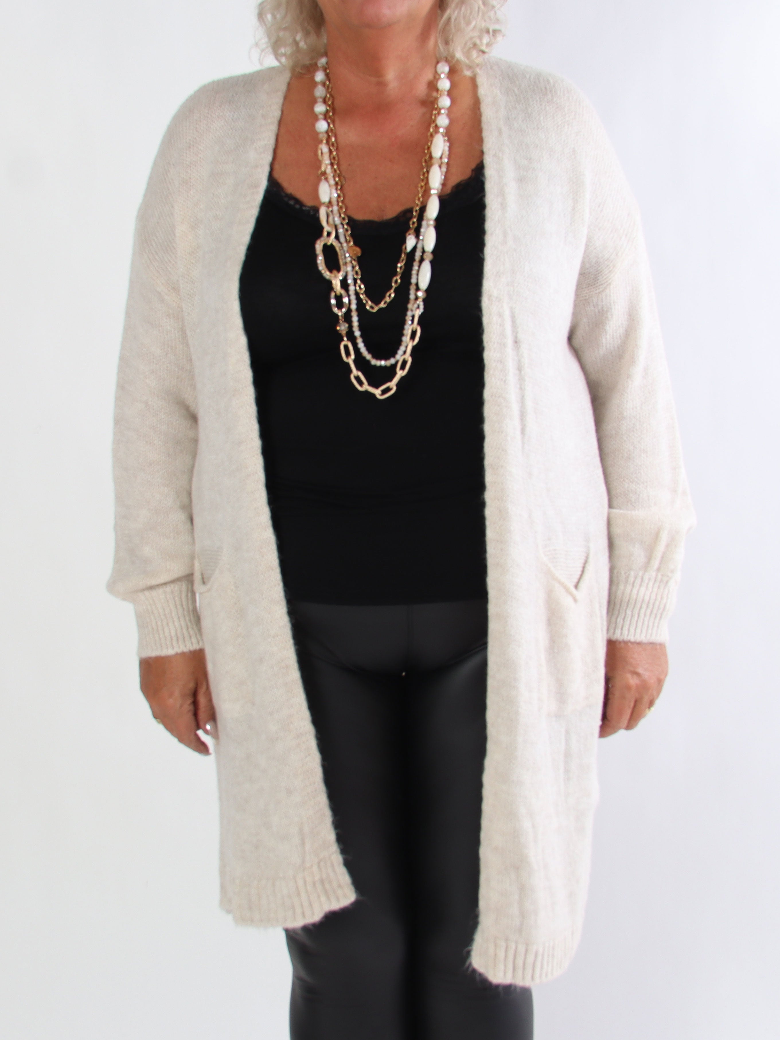 Valentine - Plus size strikcardigan med lommer