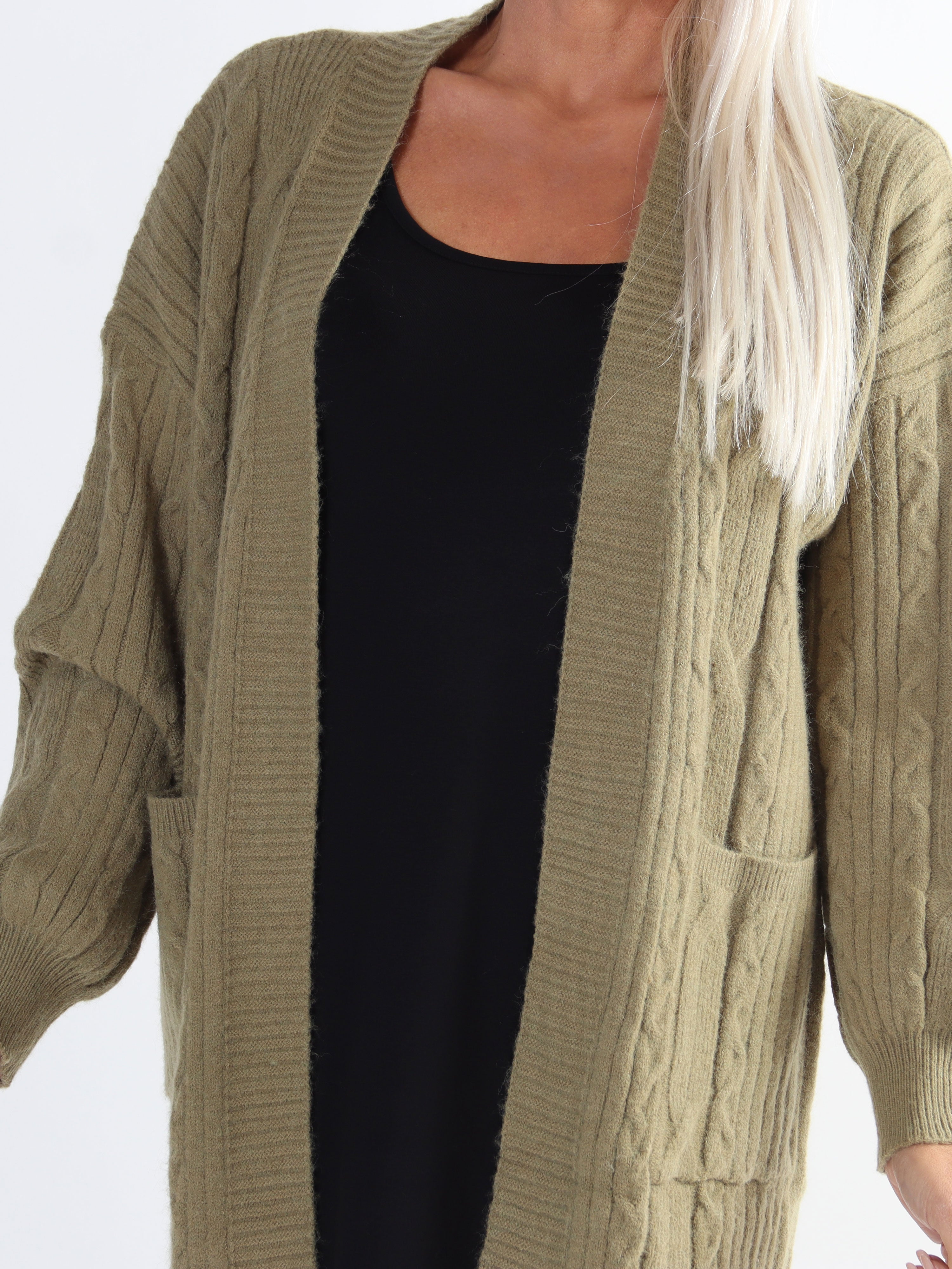 Valeria - Dejlig tyk plus size strikcardigan med lommer