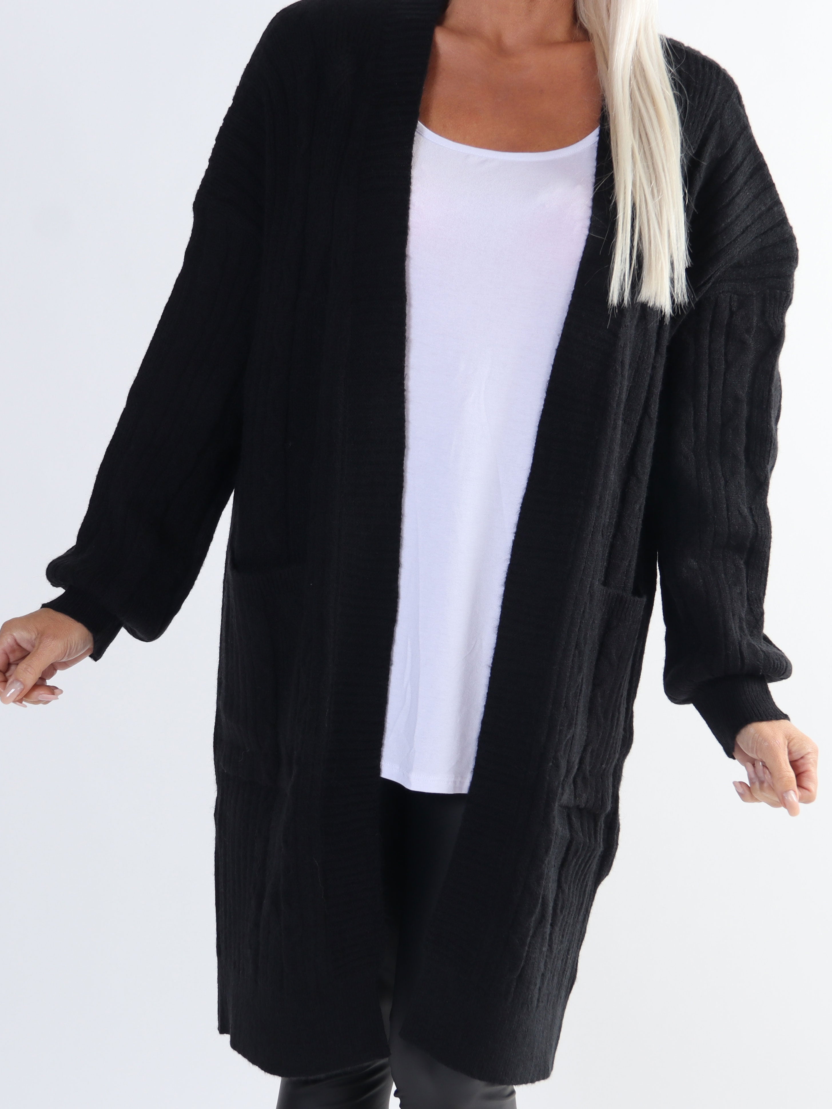 Valeria - Dejlig tyk plus size strikcardigan med lommer