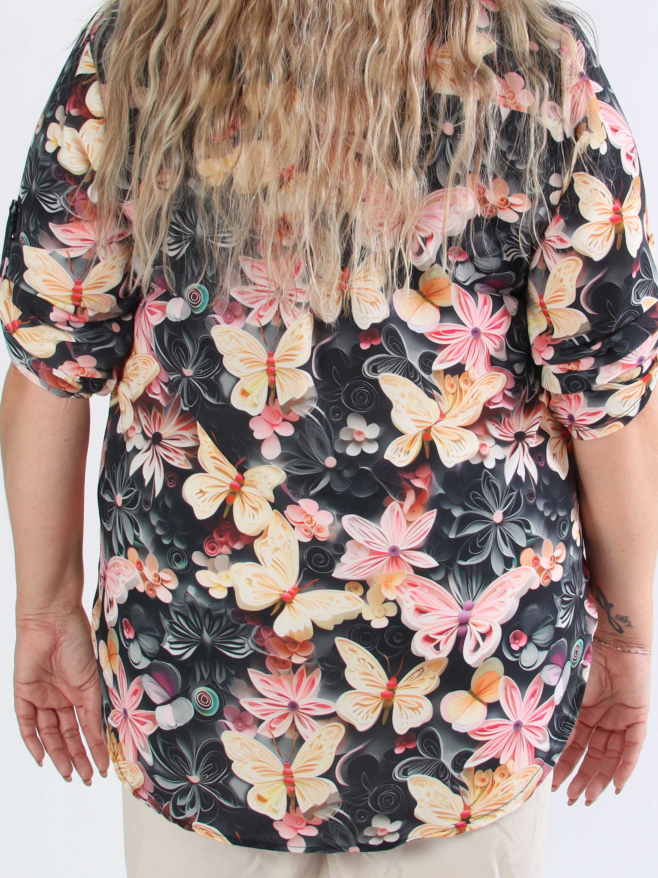 Vanesa Butterfly - Plus size tunika i viskose med sommerfugleprint