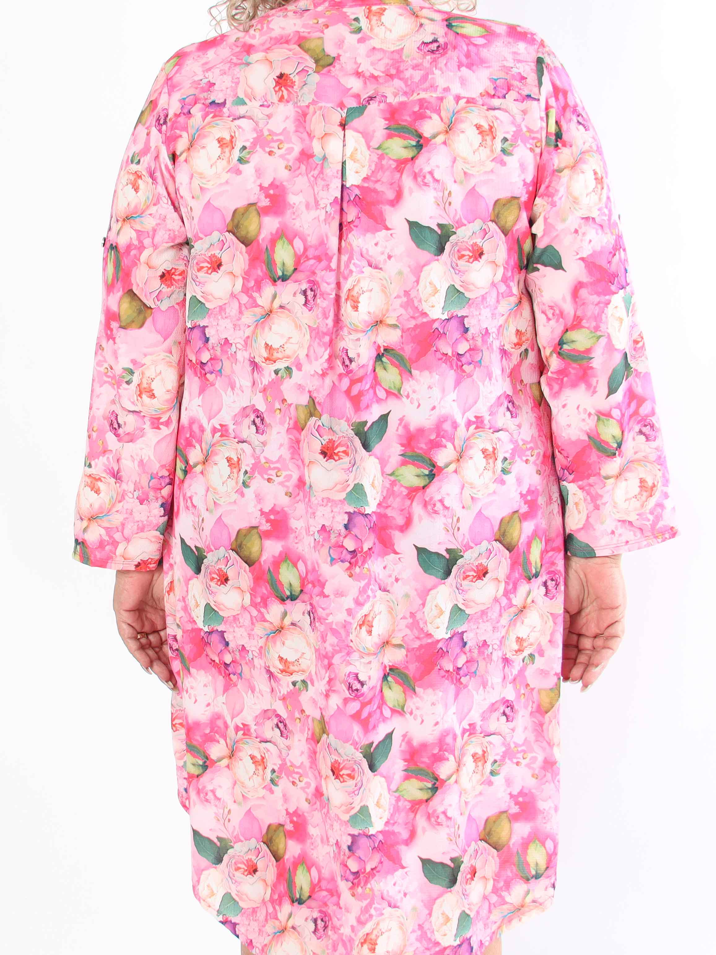 Vanesa Flower Dress - Plus size kjole i viskose med blomster motiver