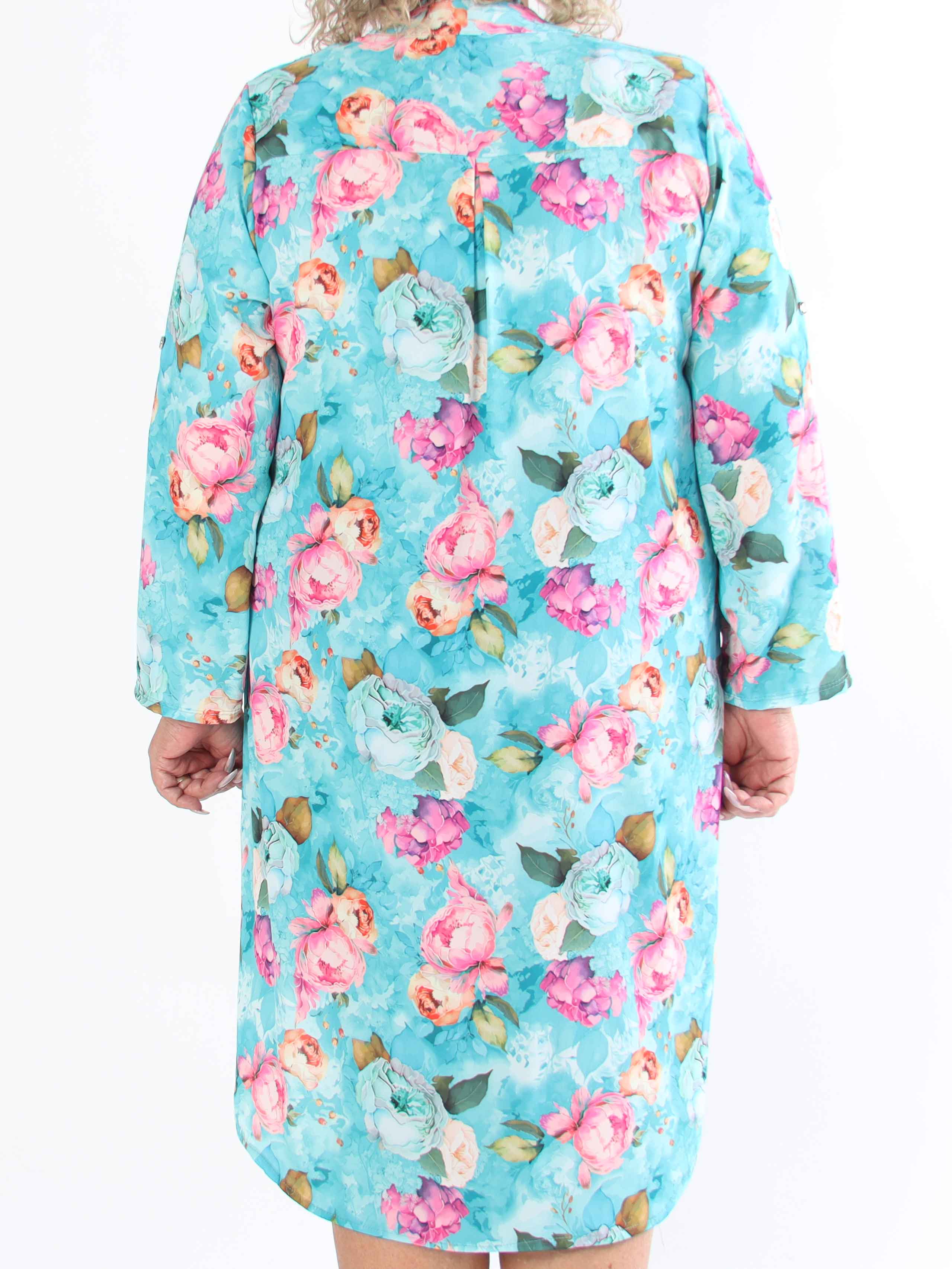 Vanesa Flower Dress - Plus size kjole i viskose med blomster motiver