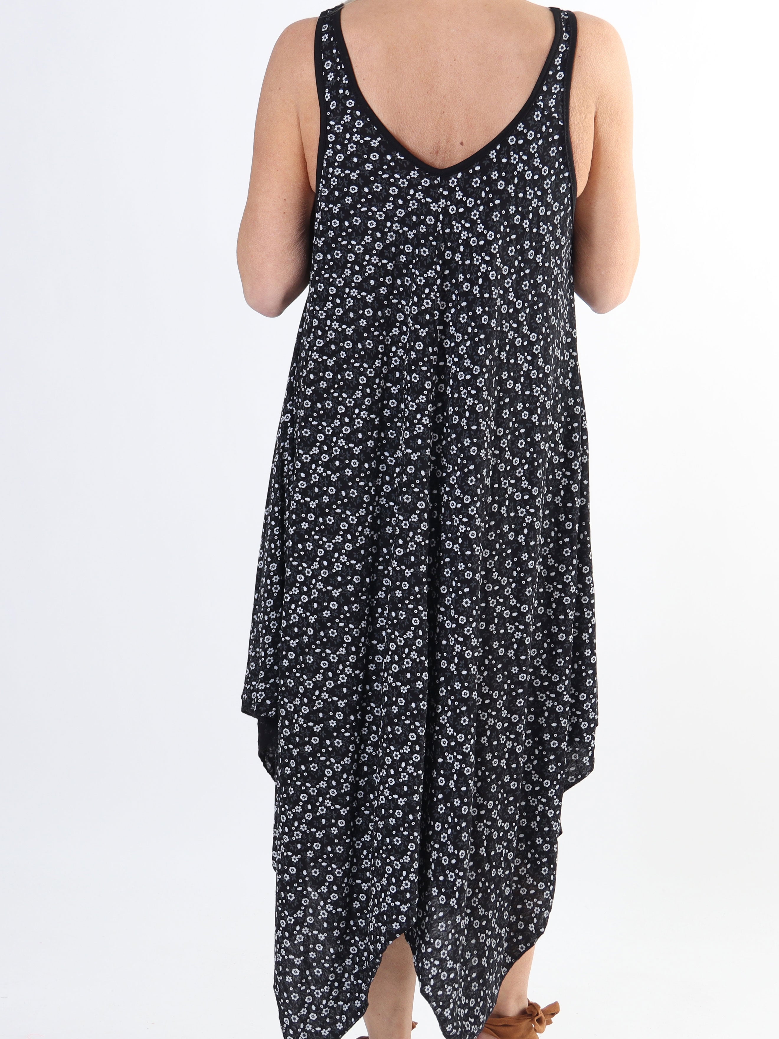 Veronica Small Flower - Plus size kjole med blomsterprint og brede stropper