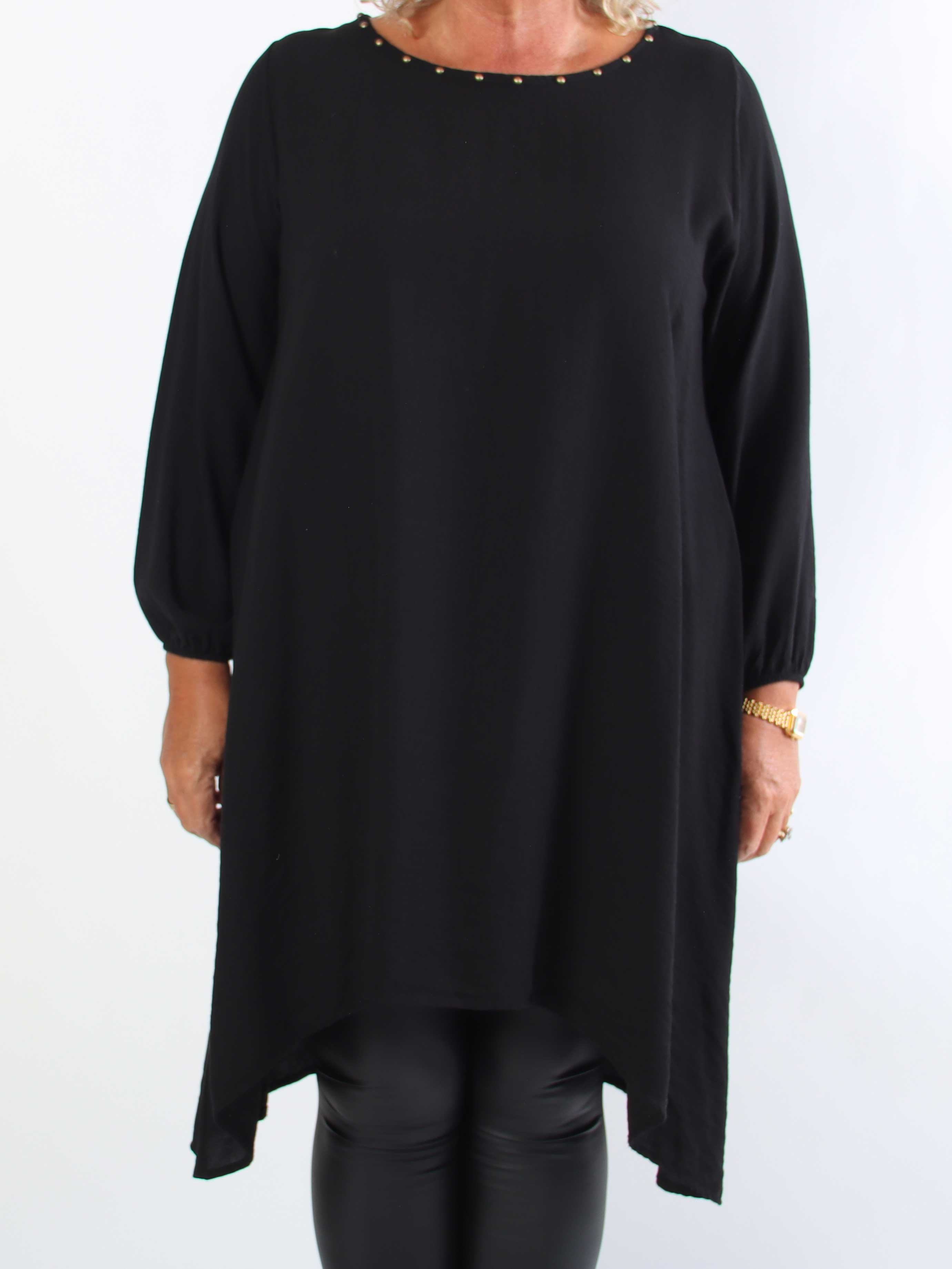 Vienna - Elegant plus size tunikakjole i viskose med fine nittedetaljer