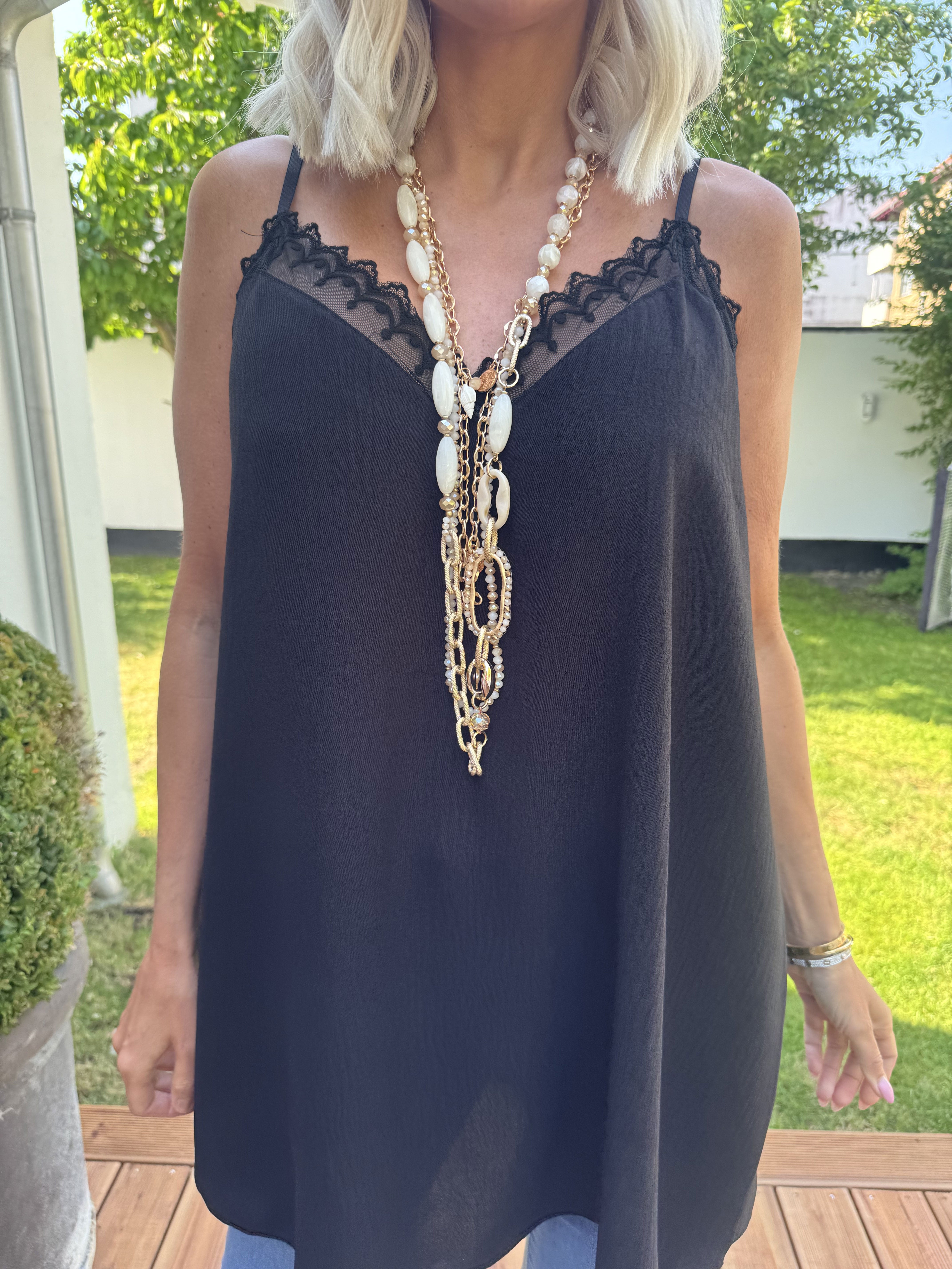 Viktoria - Top i viskose med blondekant