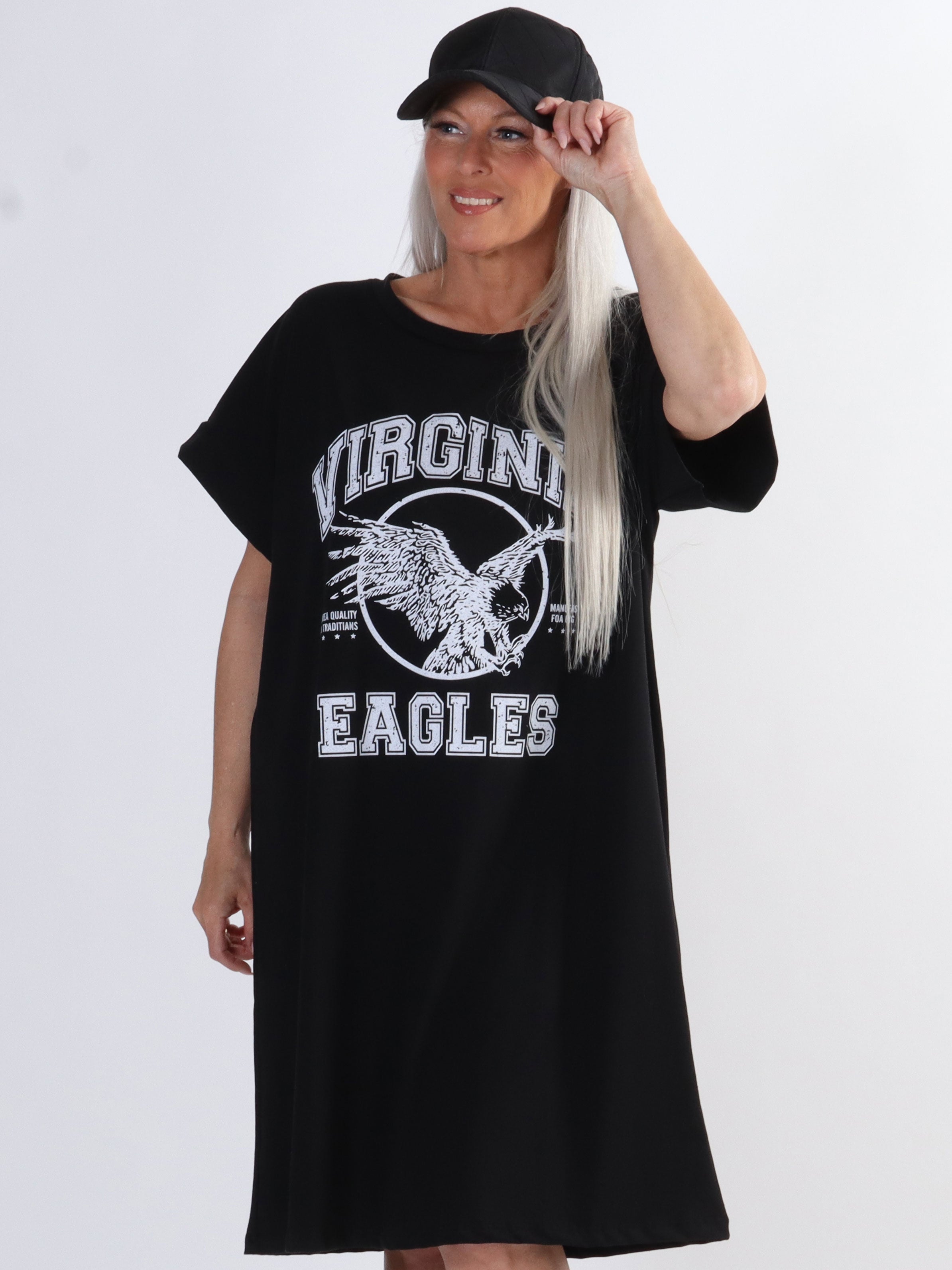 Virginia - Blød plus size t-shirt kjole med motiv