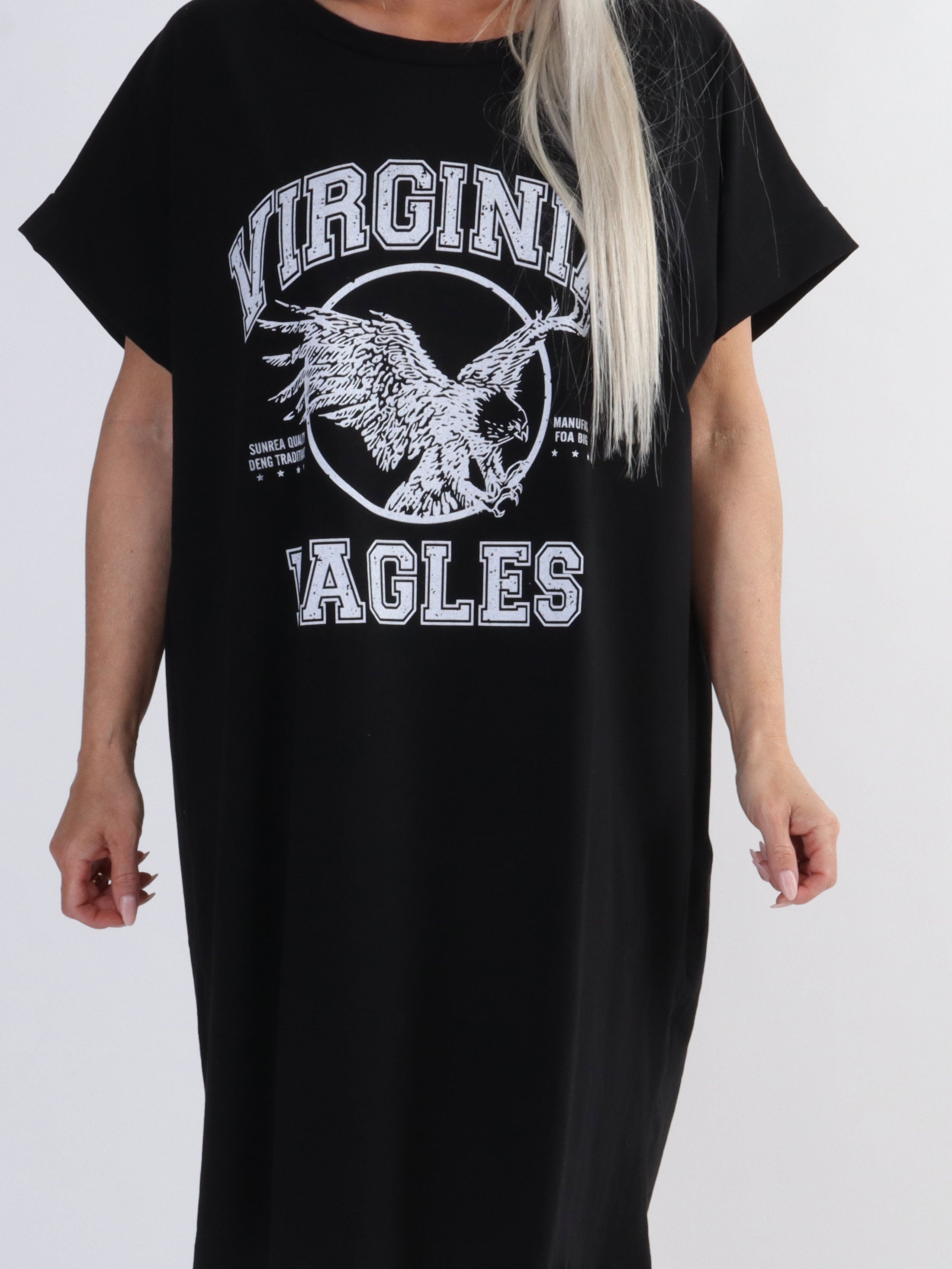 Virginia - Blød plus size t-shirt kjole med motiv