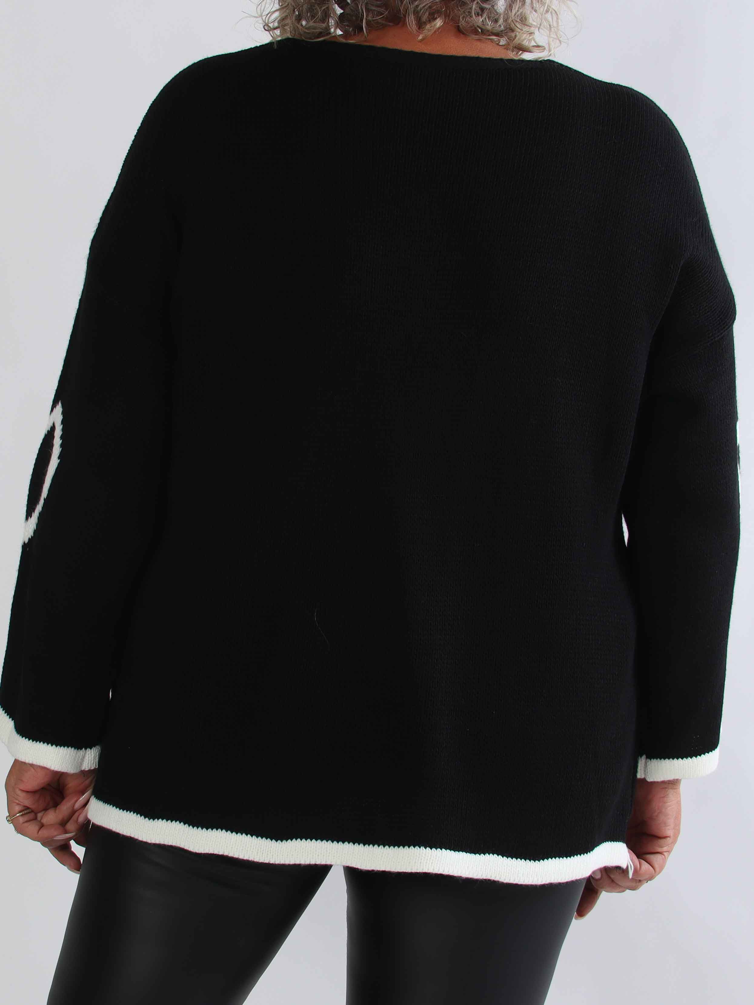 Vivianne - Sød plus size strikbluse med fine hjerter