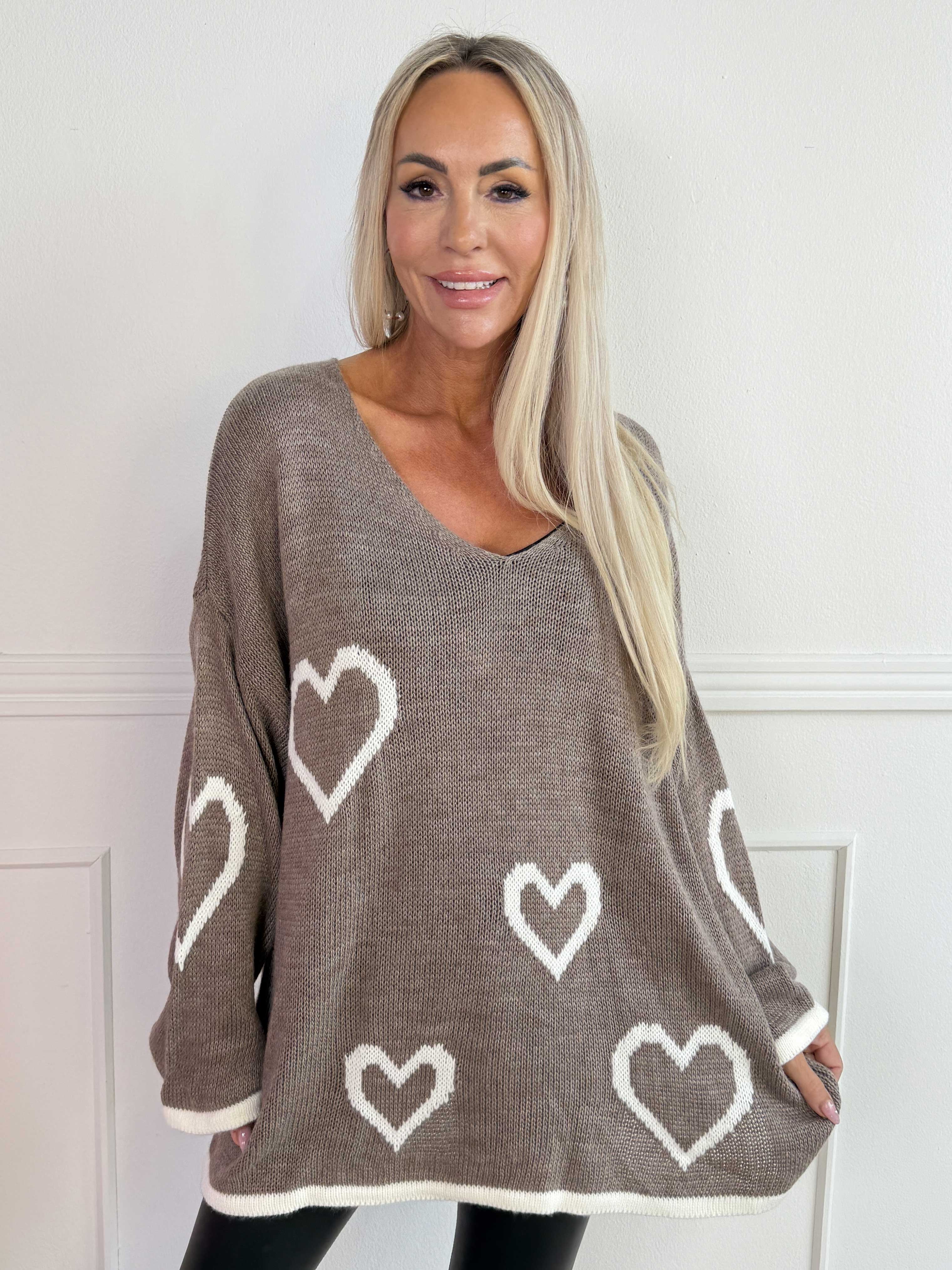 Vivianne - Sød strikbluse med fine hjerter