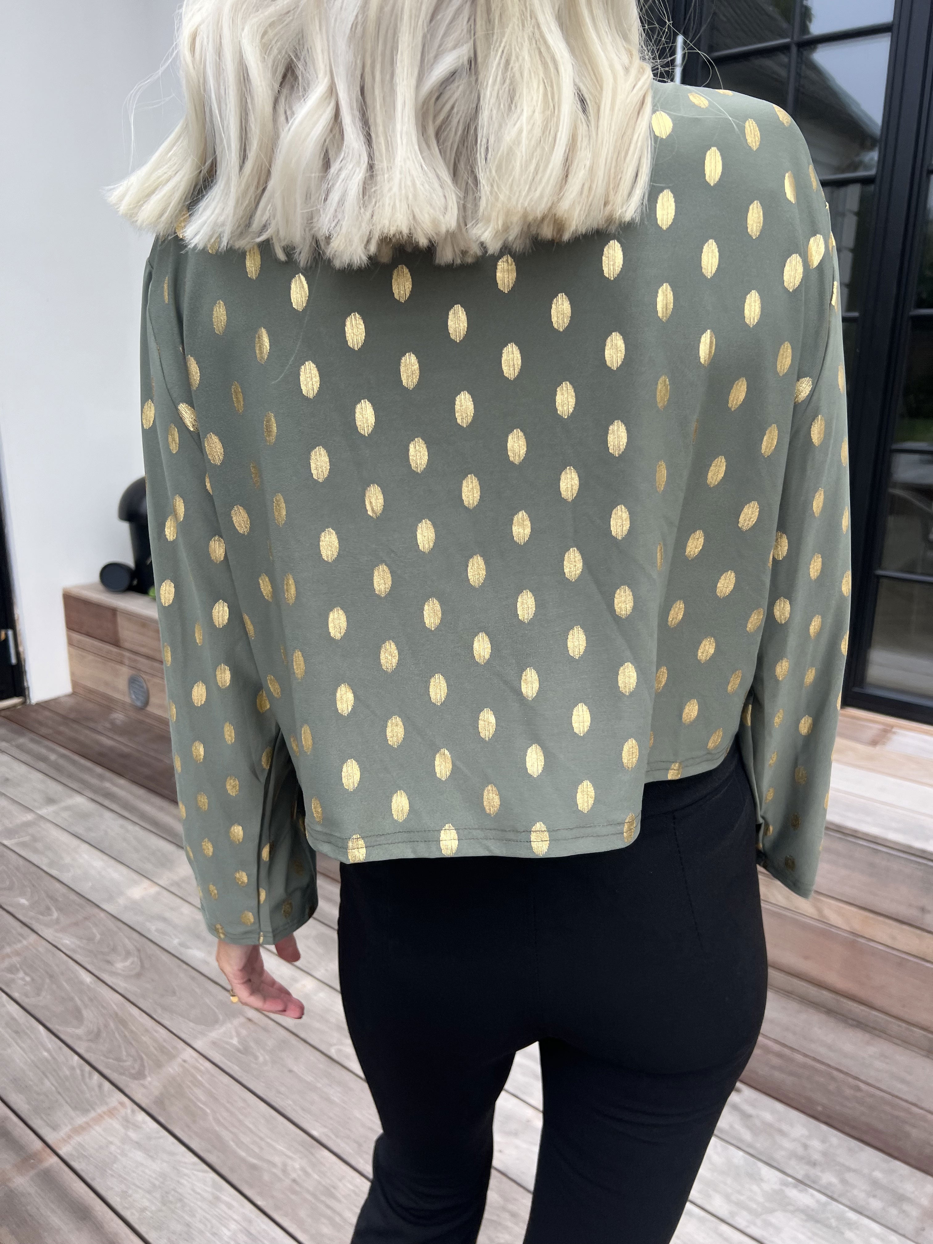 Werena Dot - Kort elastisk cardigan med guld prikker