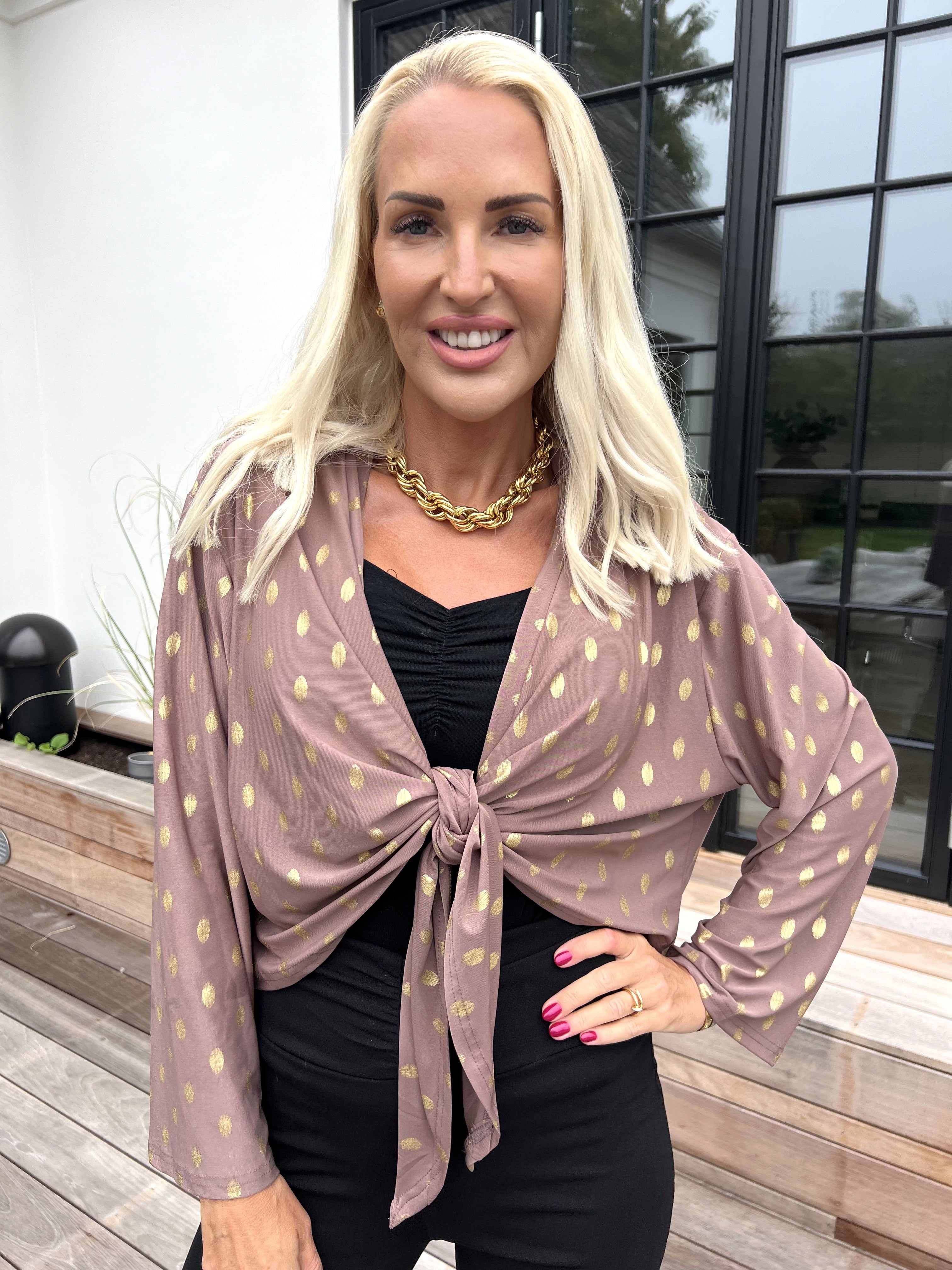 Werena Dot - Kort elastisk cardigan med guld prikker