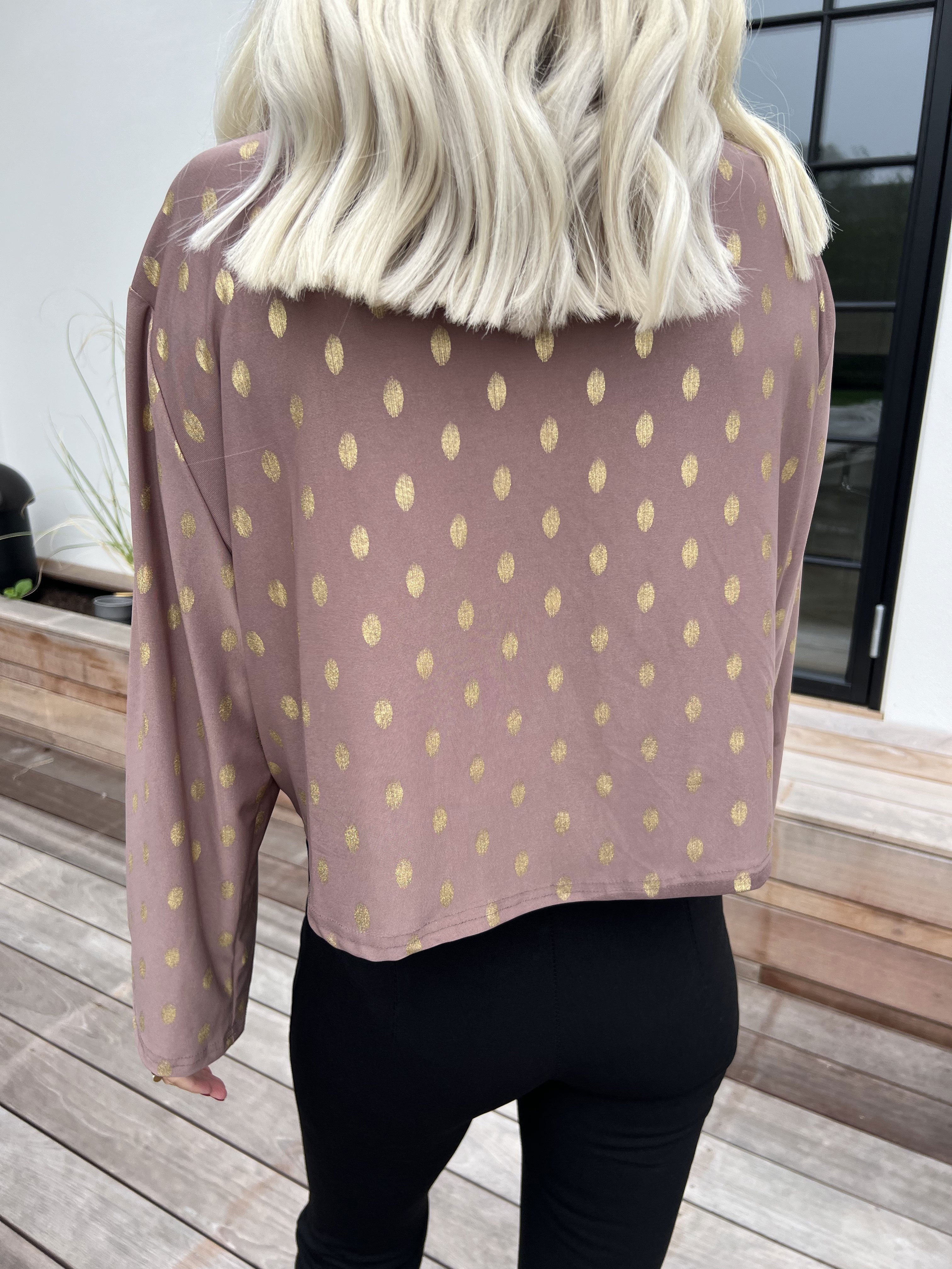 Werena Dot - Kort elastisk cardigan med guld prikker