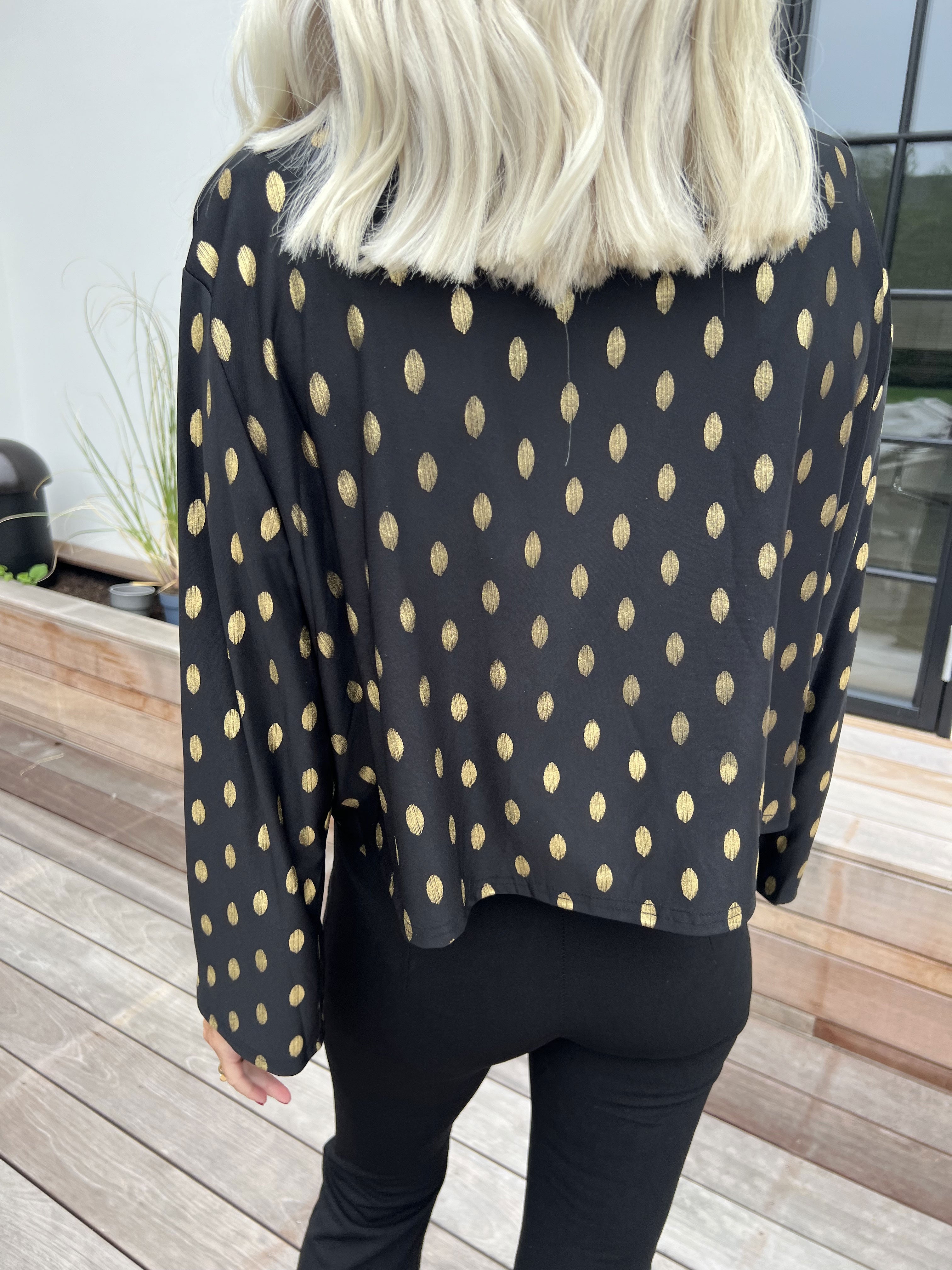 Werena Dot - Kort elastisk cardigan med guld prikker