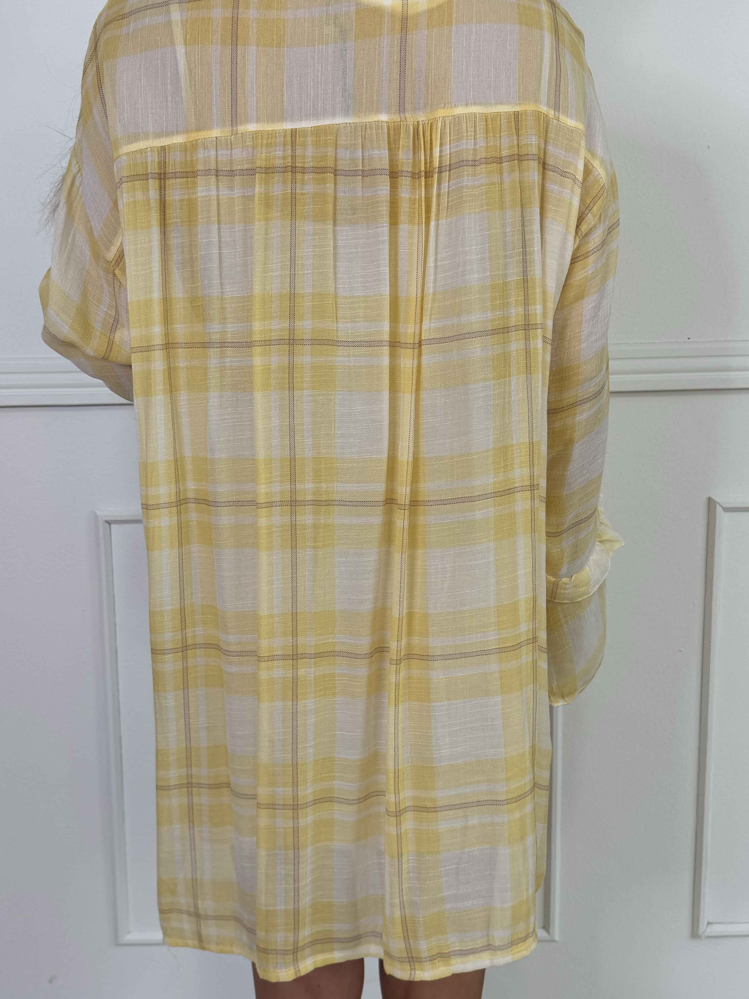 Yanira - Ternet tunikakjole i viskose med fine flæser