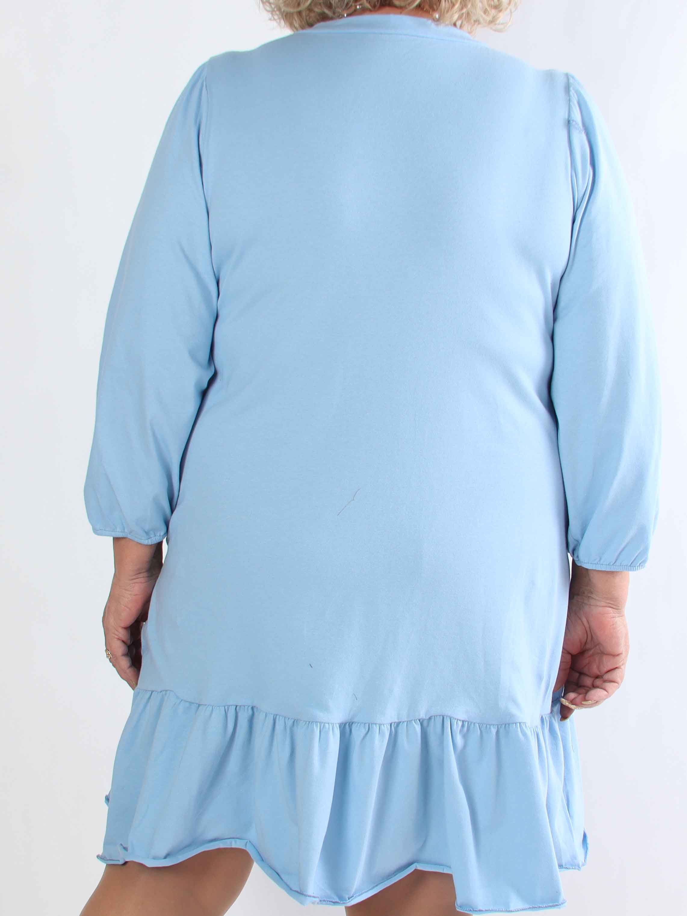 Zafira - Plus size joggingkjole i bomuld med sød flæsekant