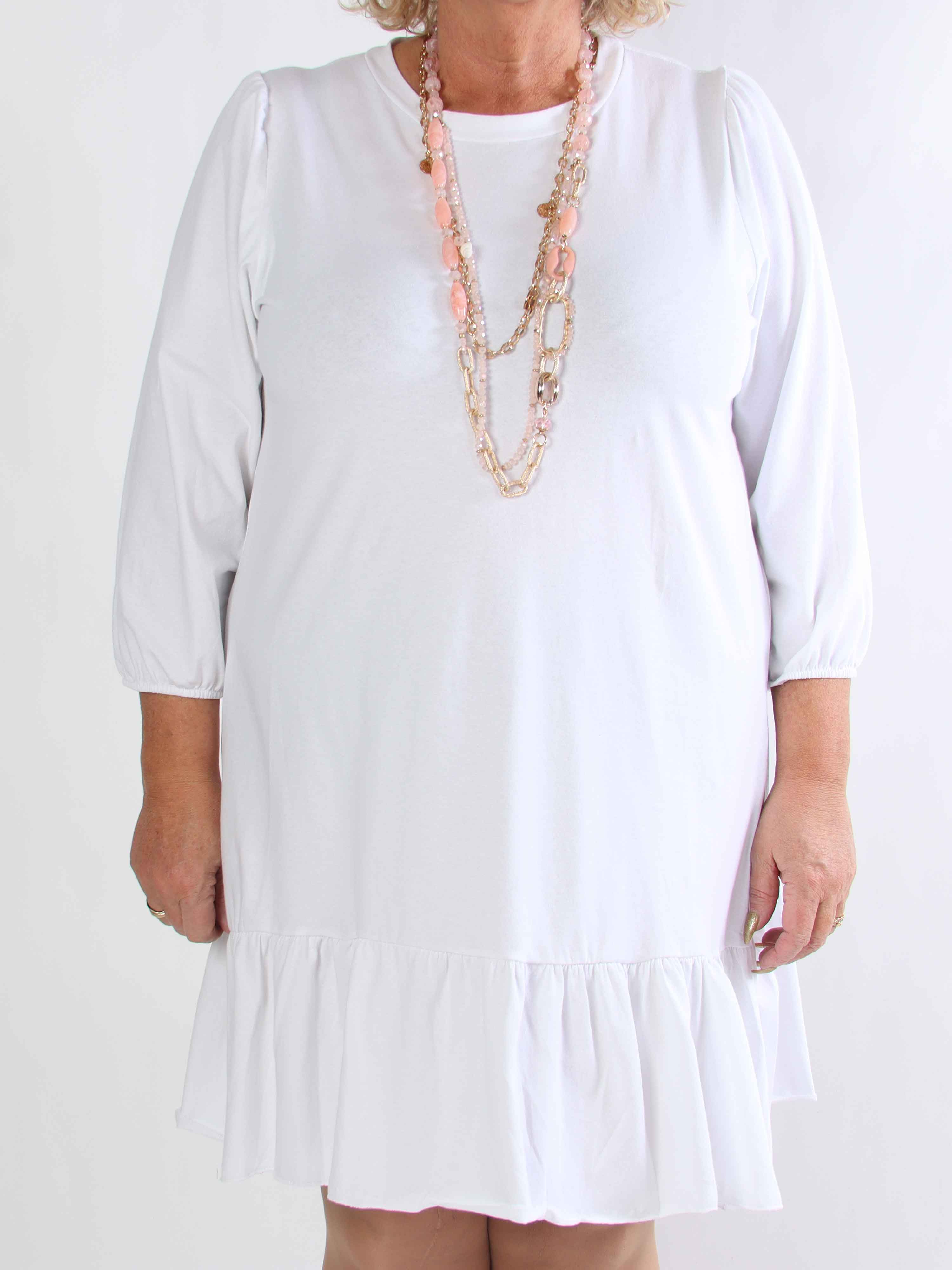 Zafira - Plus size joggingkjole i bomuld med sød flæsekant