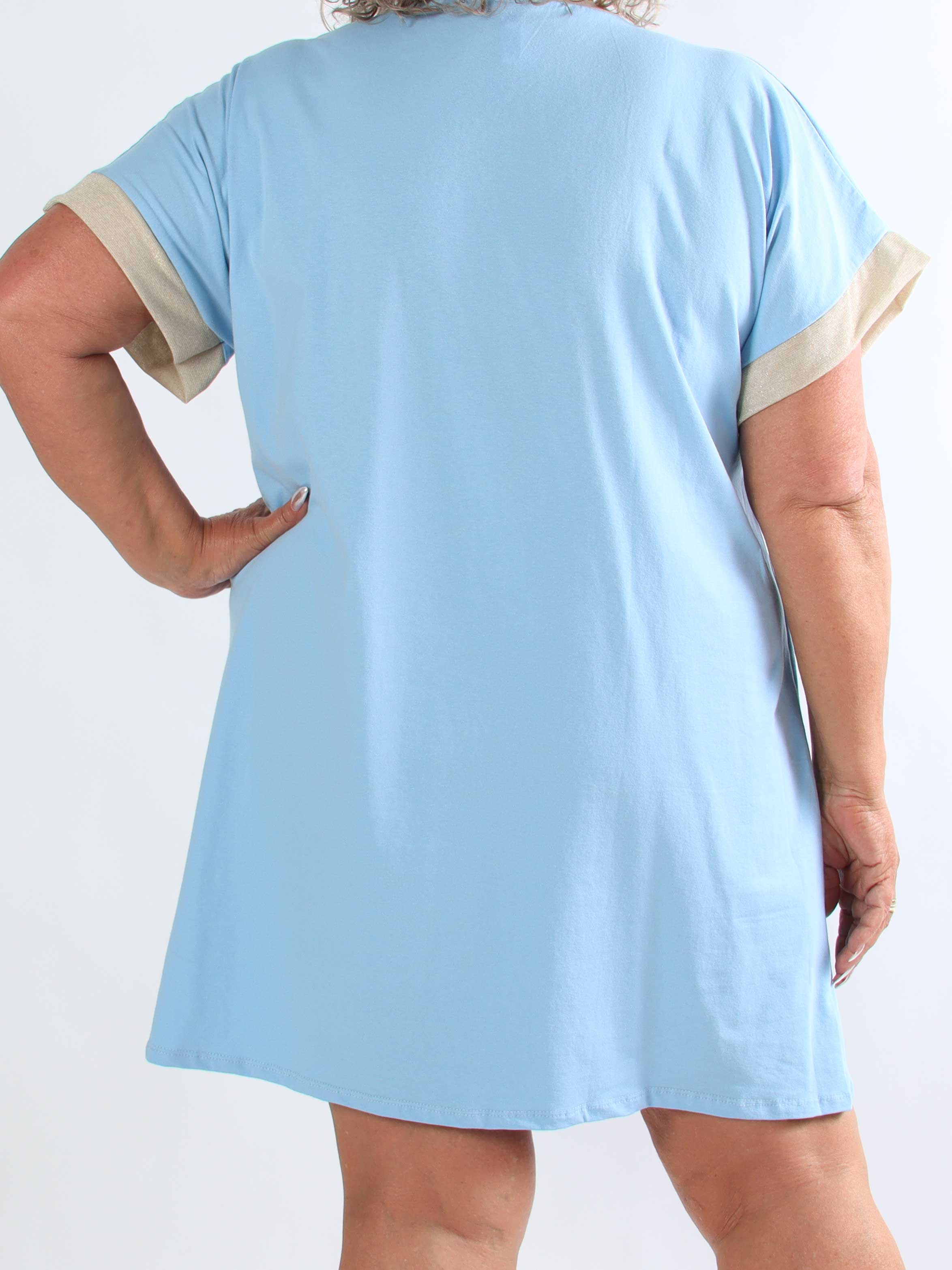 Zandra - Plus size t-shirtkjole i bomuld med citroner og guld detaljer