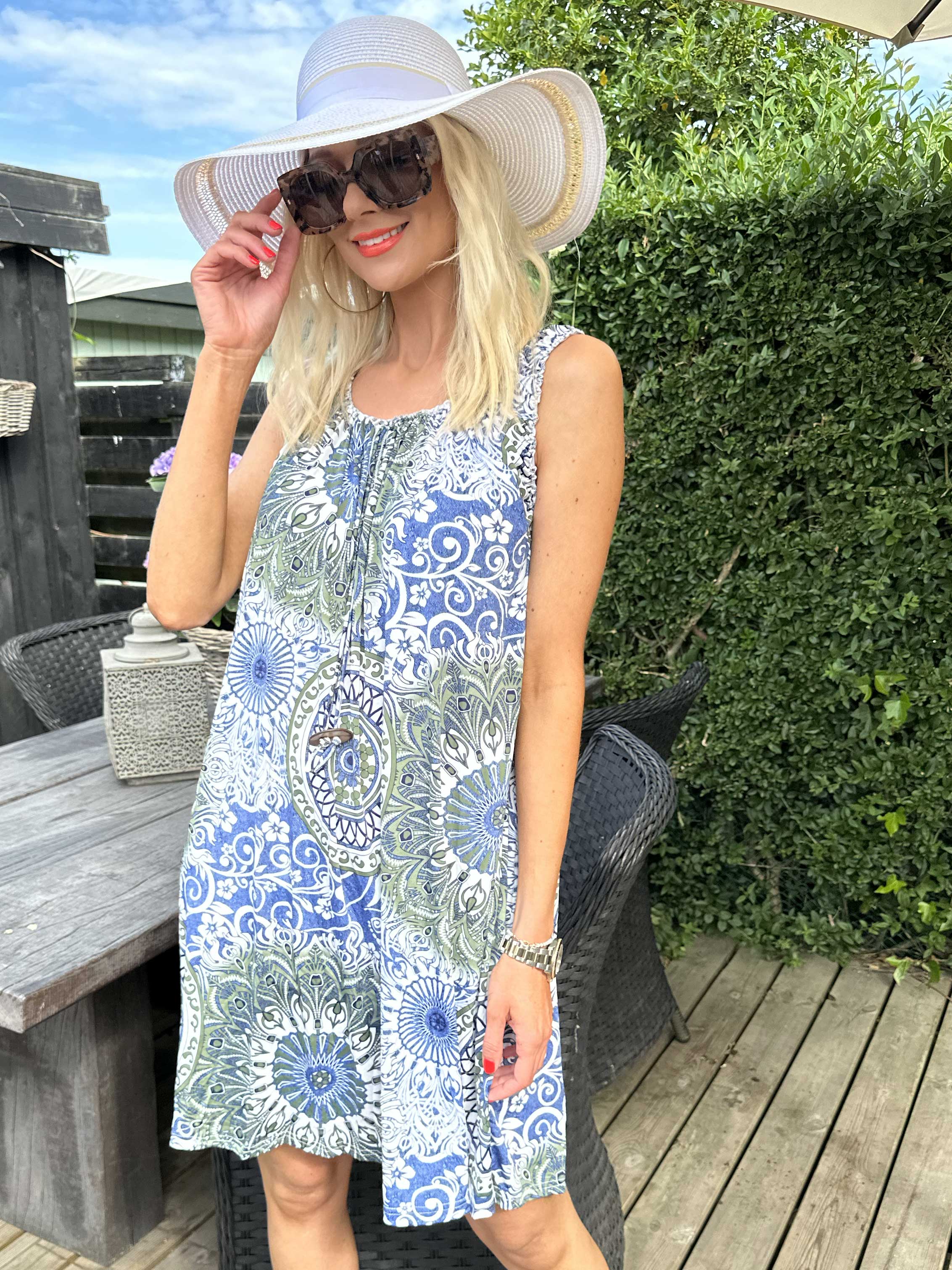 Zion - Mønstret stropkjole i elastisk stof