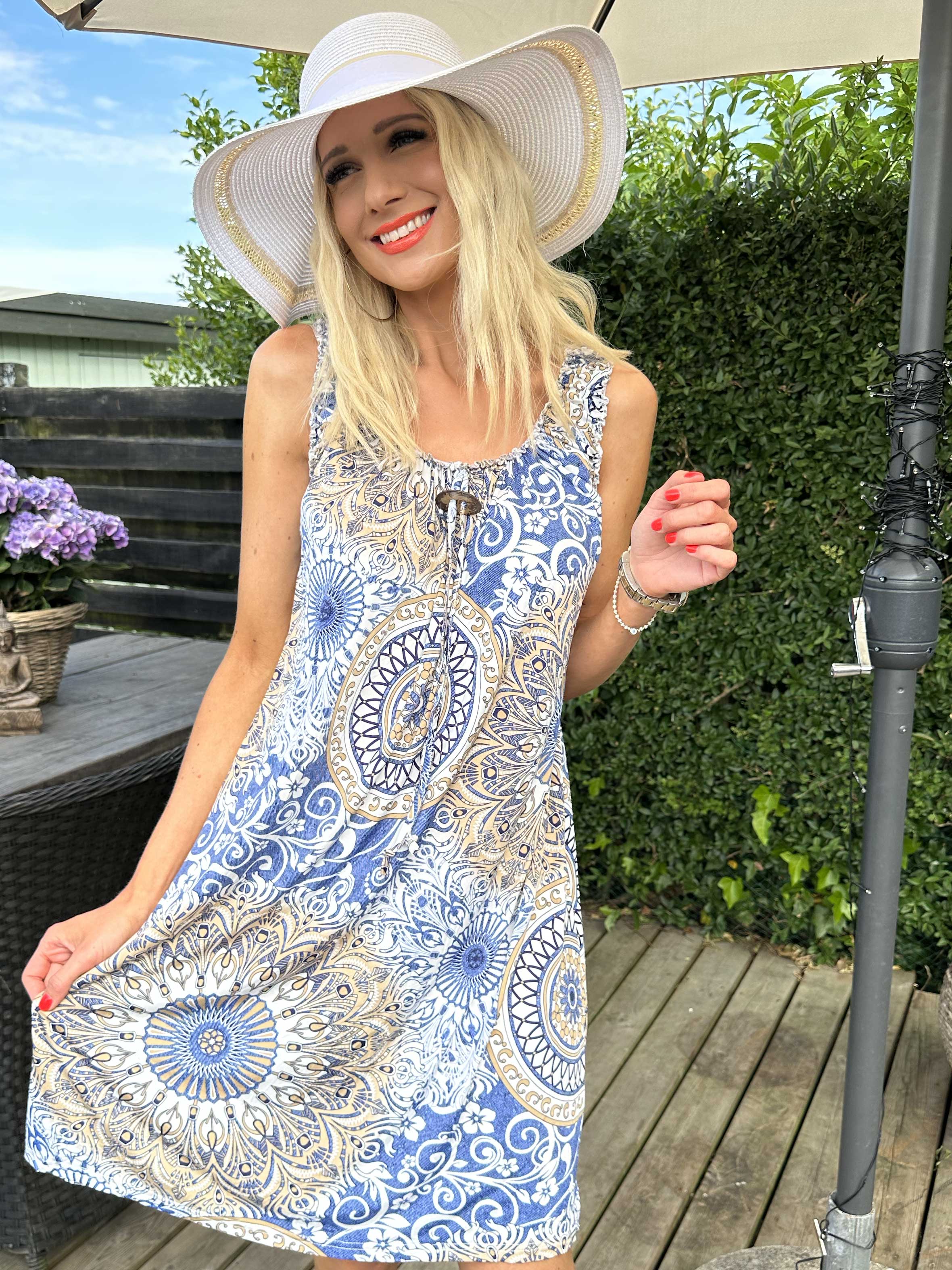 Zion - Mønstret stropkjole i elastisk stof