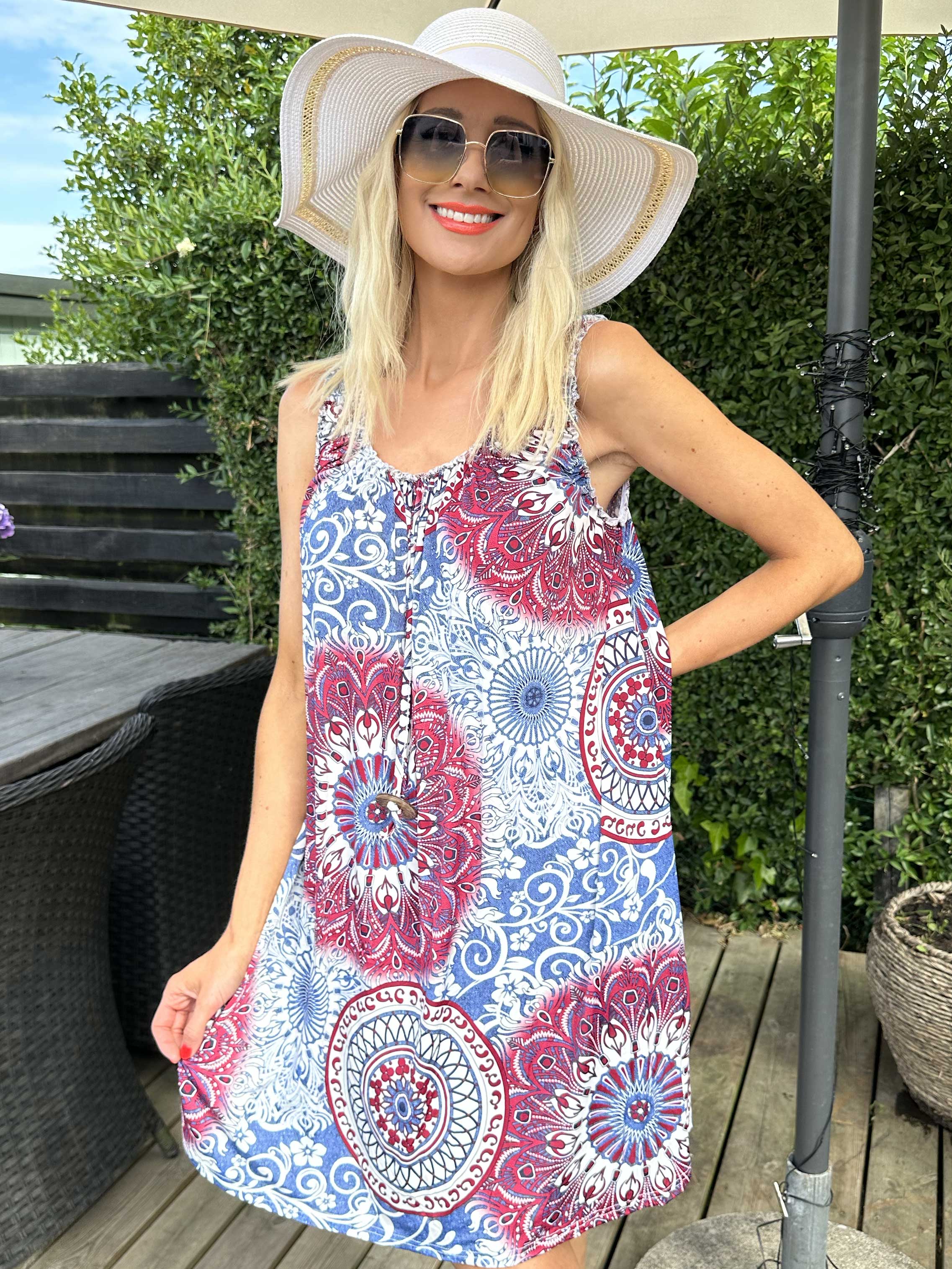 Zion - Mønstret stropkjole i elastisk stof