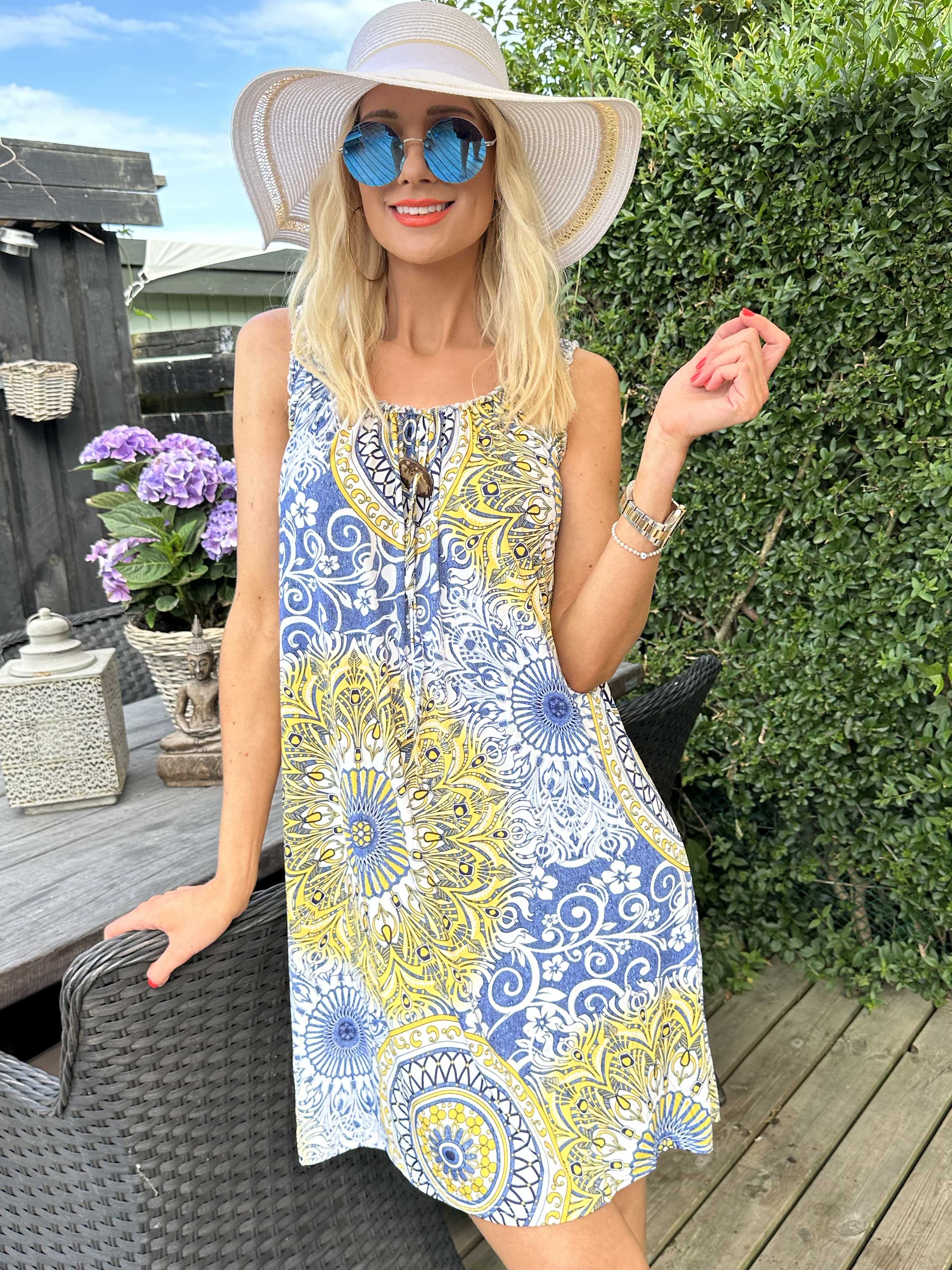 Zion - Mønstret stropkjole i elastisk stof