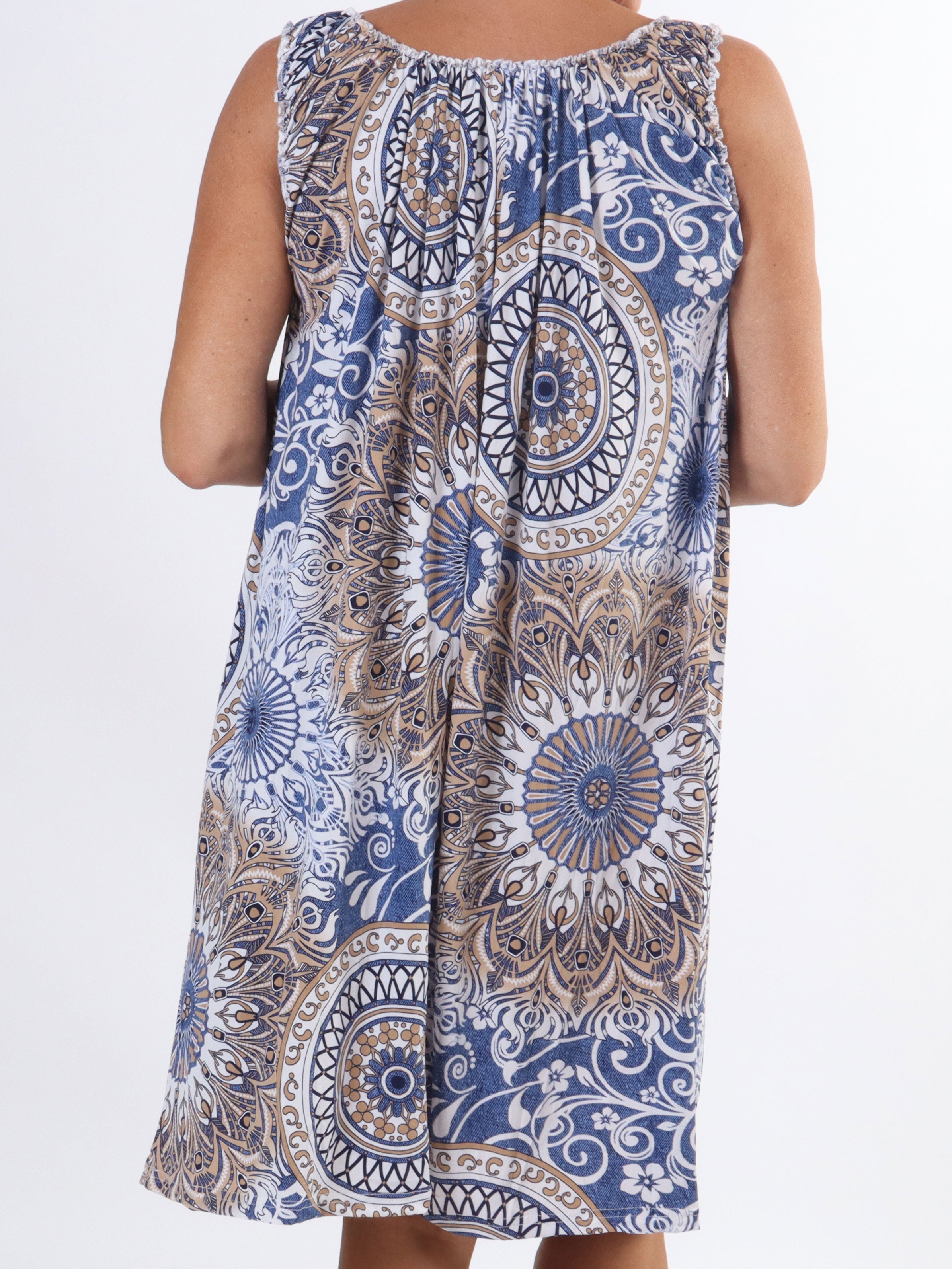 Zion - Mønstret plus size stropkjole i elastisk stof