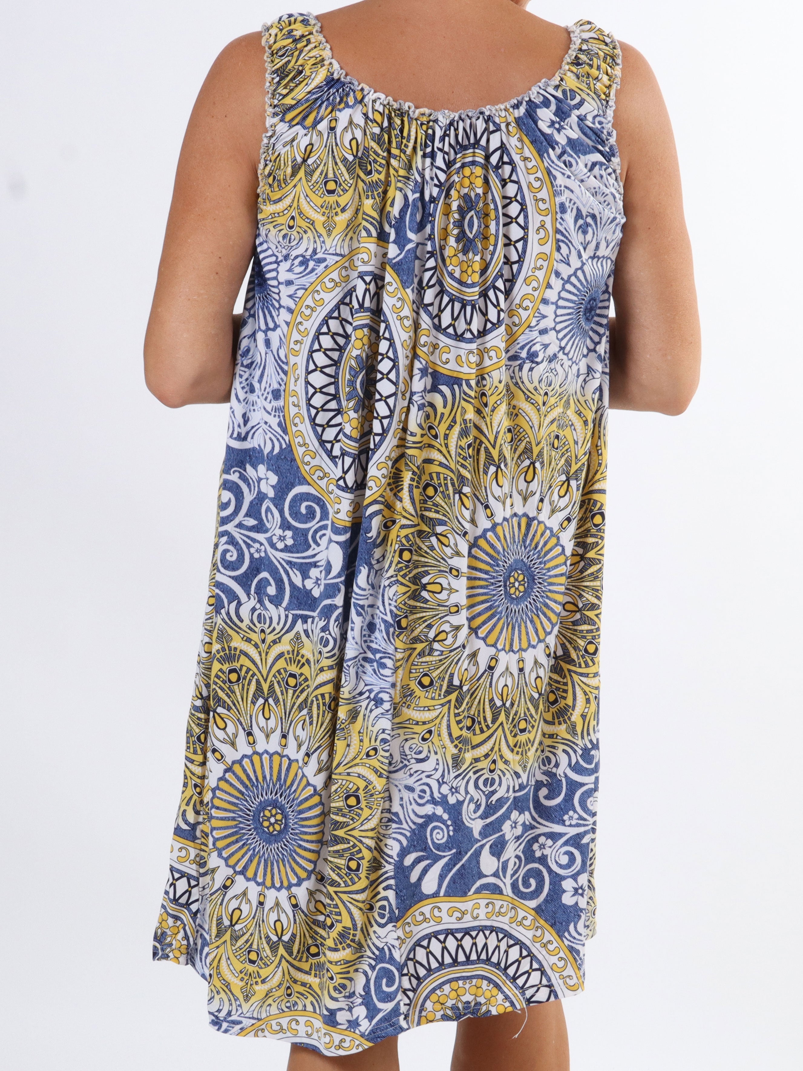 Zion - Mønstret plus size stropkjole i elastisk stof