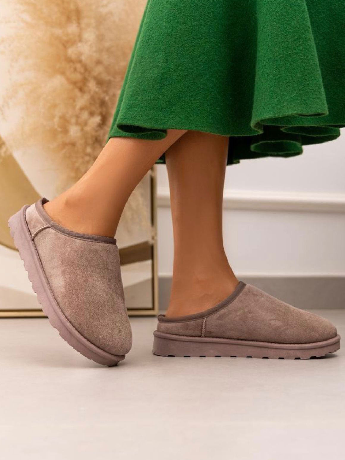 Mathia - Teddy slippers med blødt foer