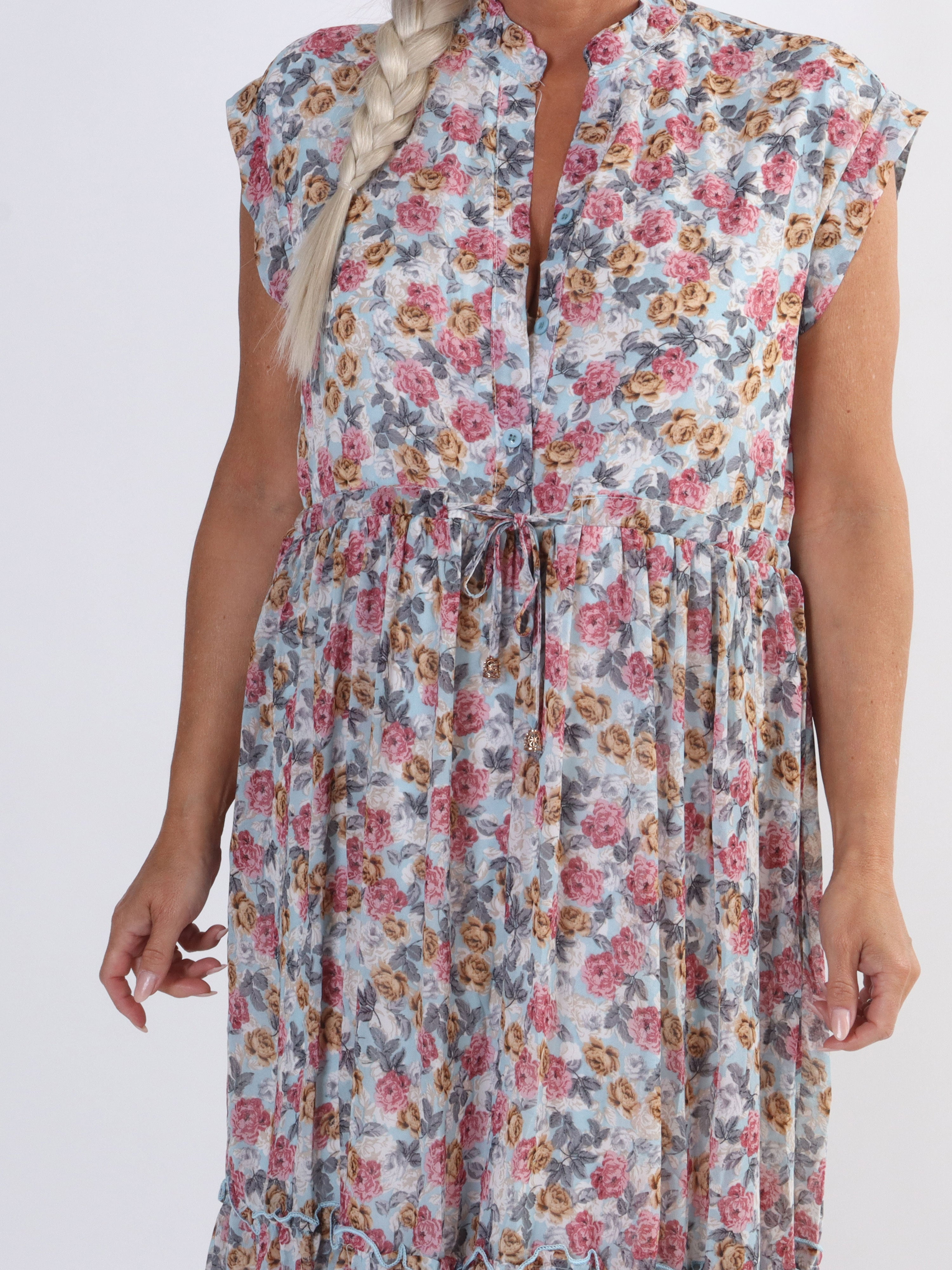 Alberte - Sød sommerkjole i chiffon med blomsterprint