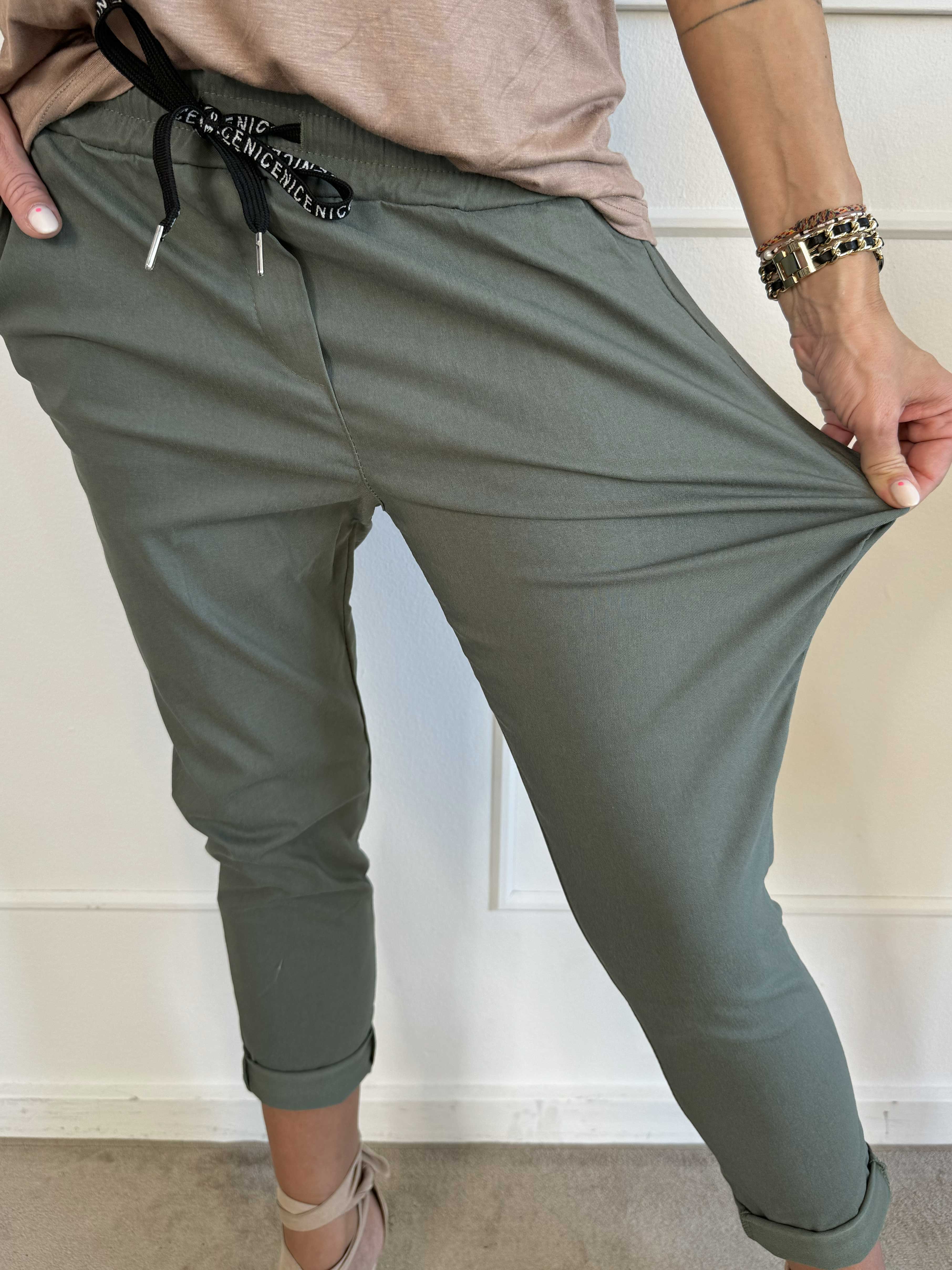 Antalya - Bukser i ankellængde med elastikkant i livet