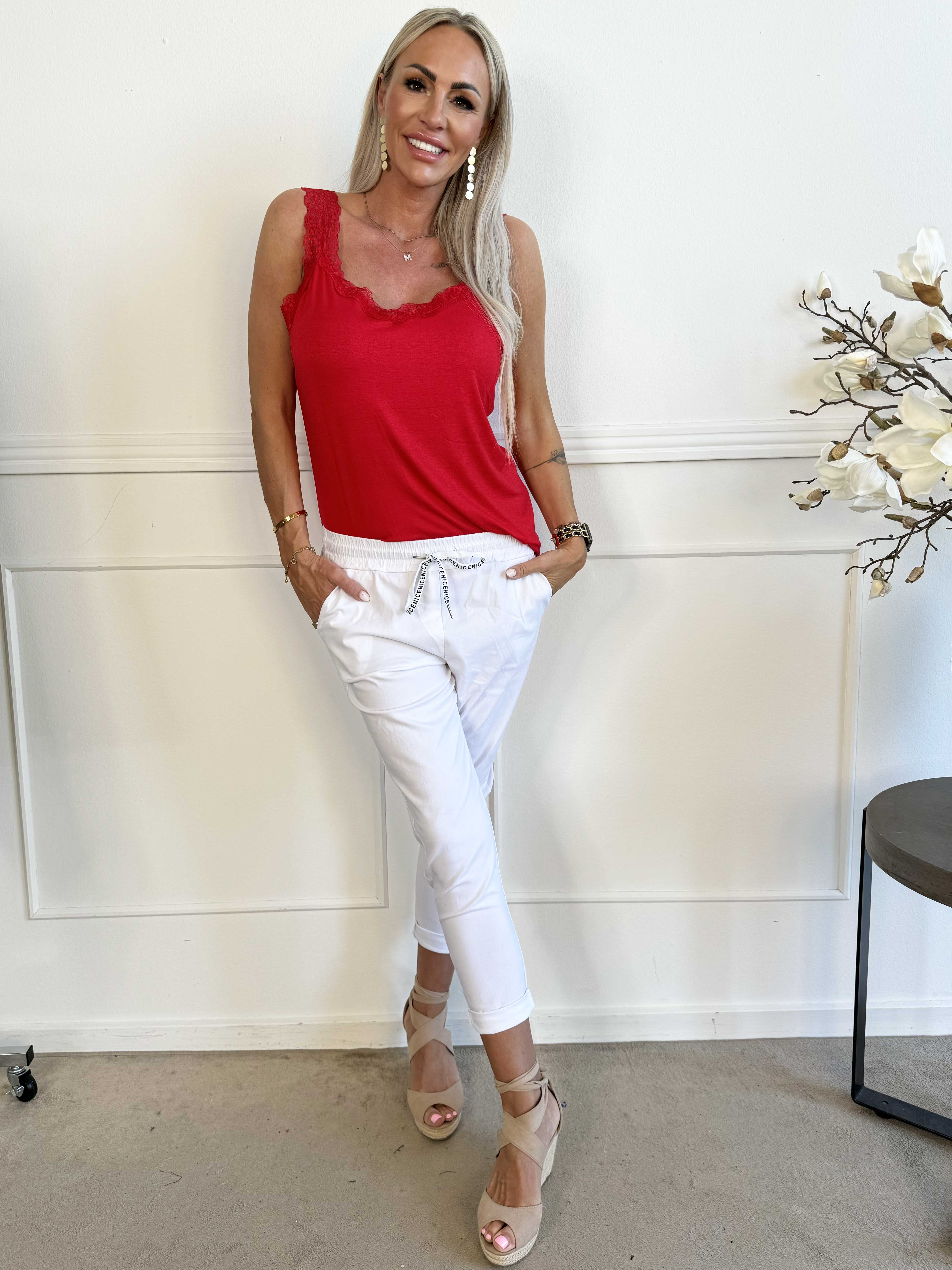 Antalya - Bukser i ankellængde med elastikkant i livet