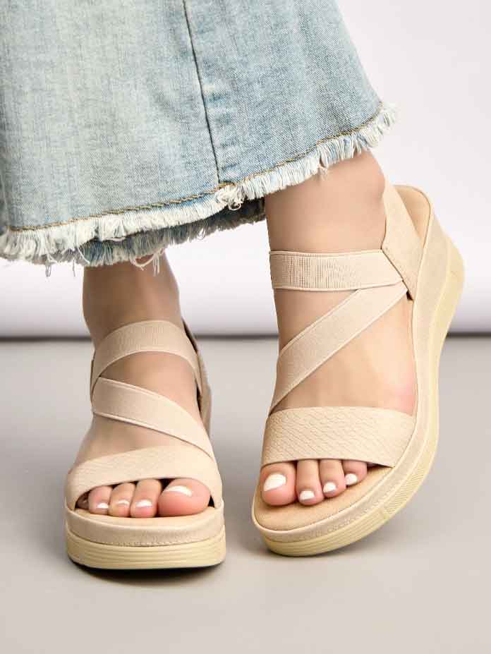 Arsinoe - Sandaler med elastikremme over vristen og høj sål