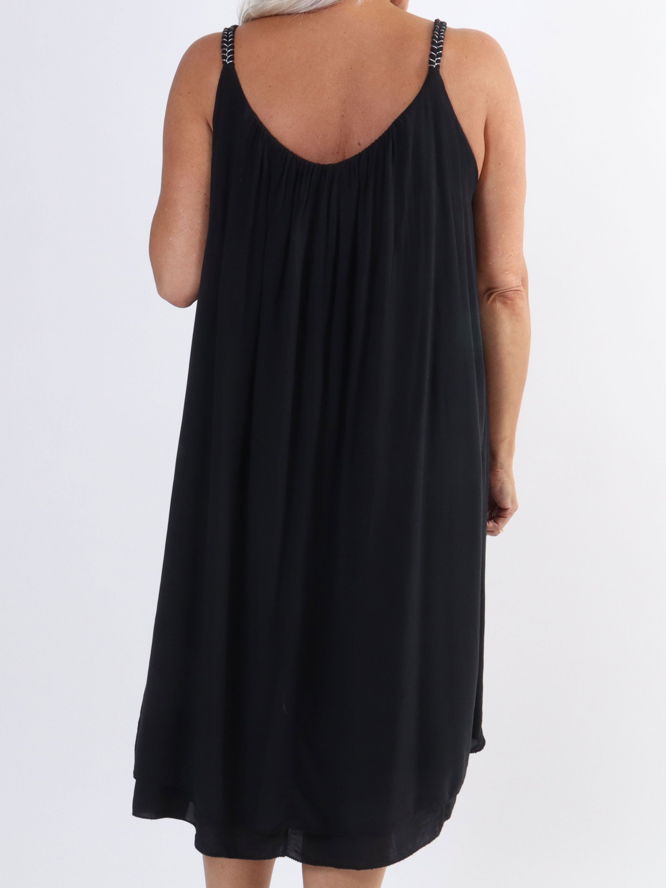 Asia Dress - Sød plus size kjole i viskose med flettet stropper