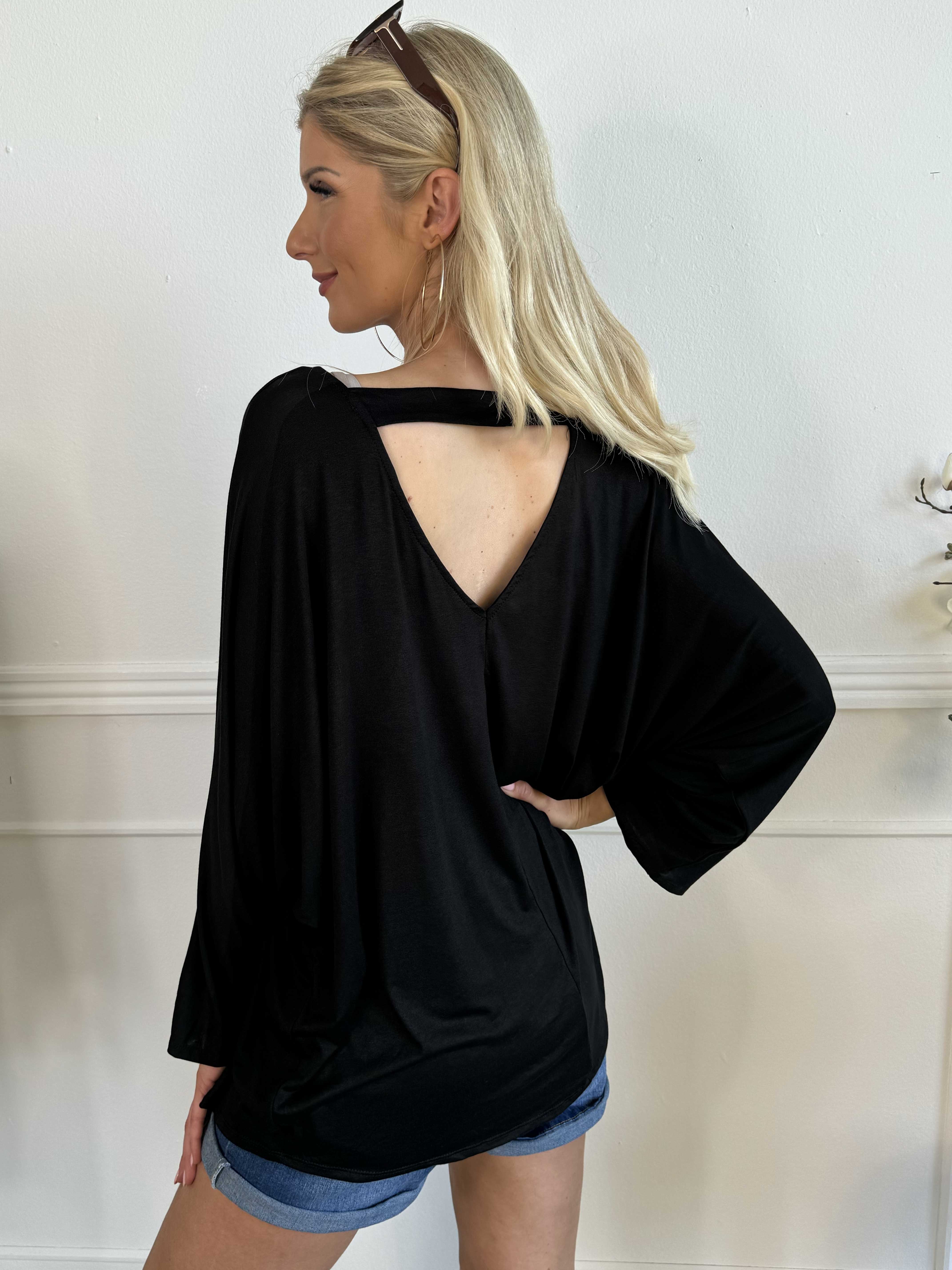 Augustine - Bluse i elastisk stof med flagermusærmer