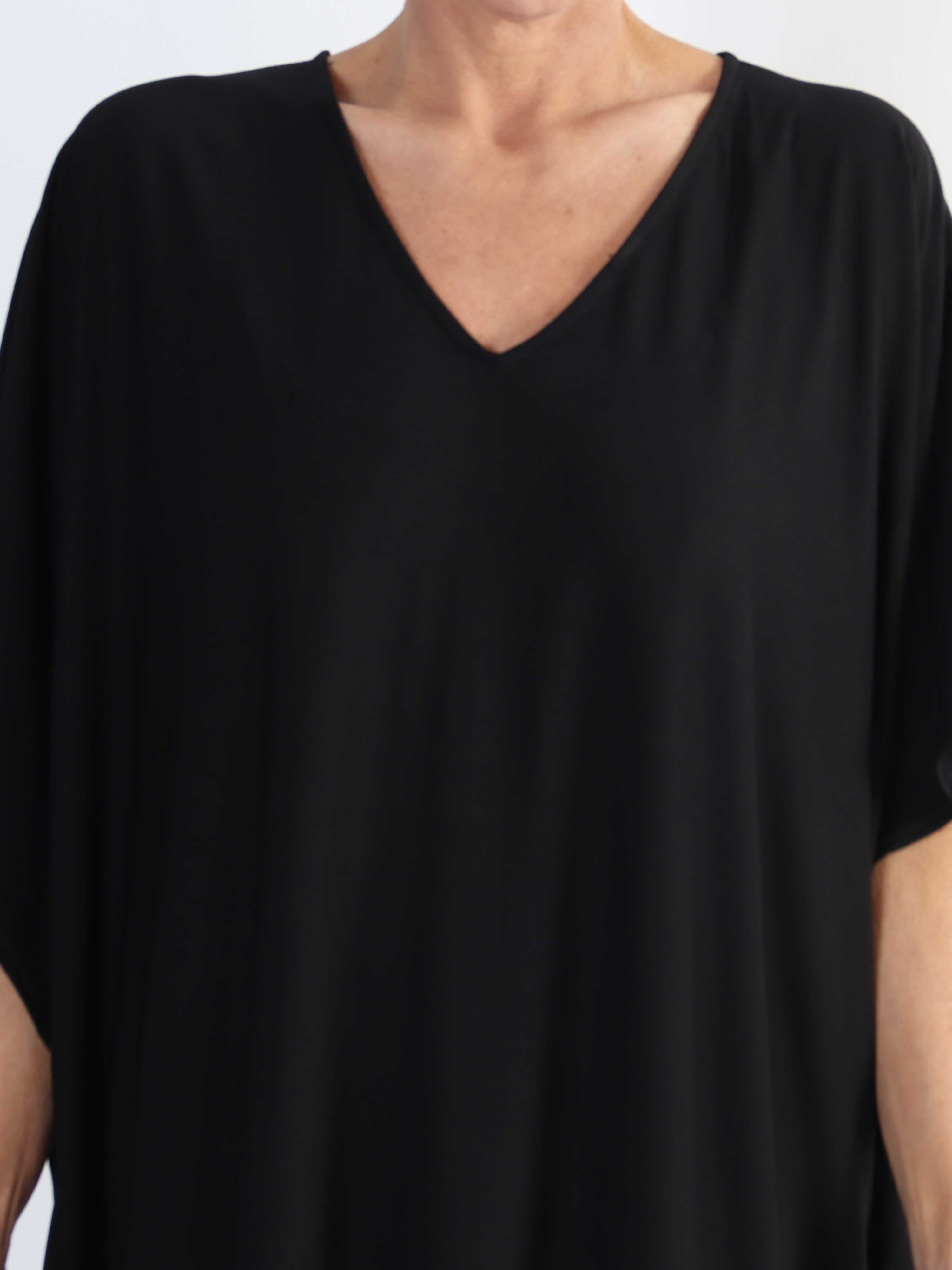 Azmina Plain Long - Ensfarvet elastisk plus size tunika