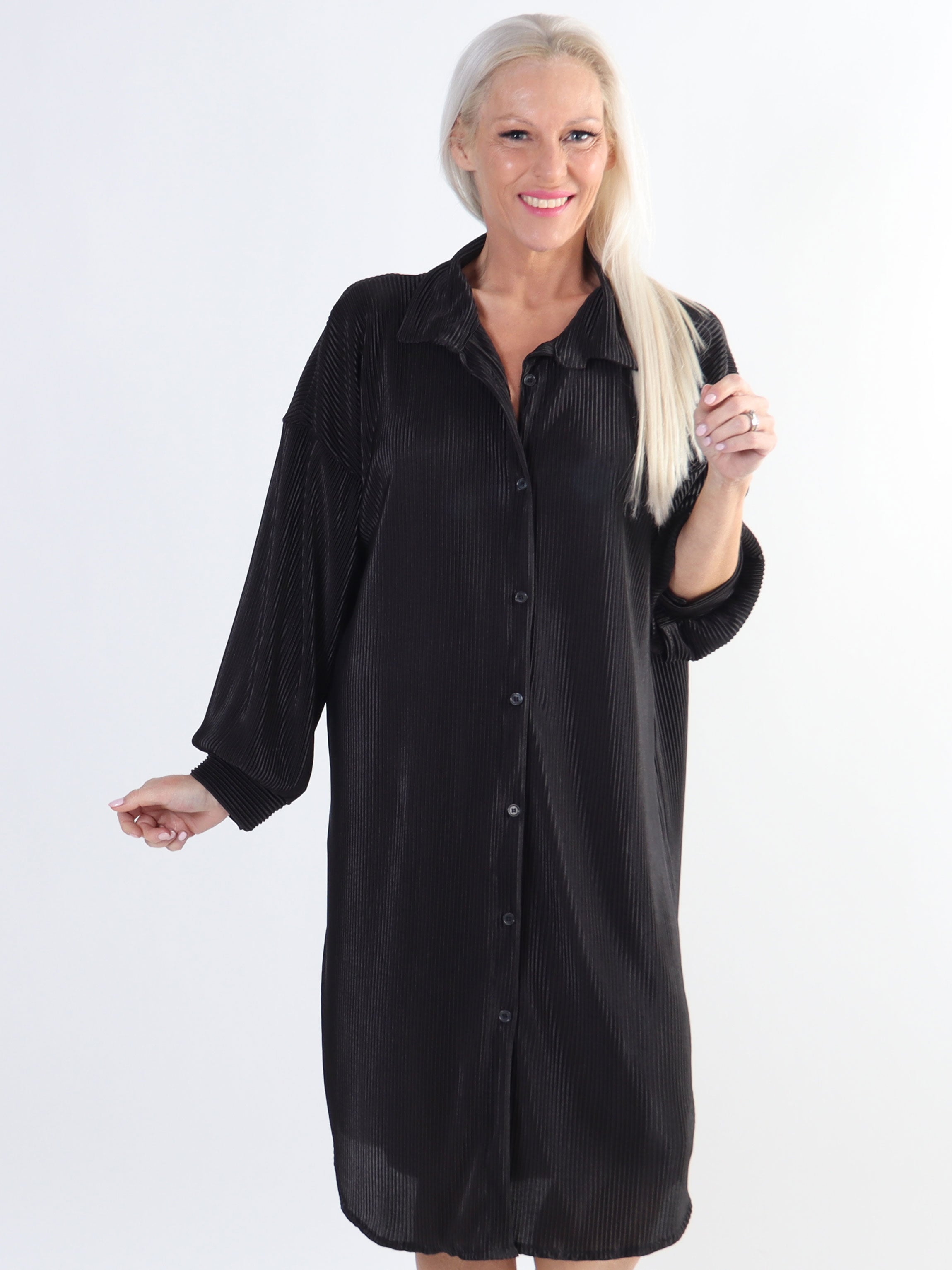 Bellatrix - Plus size skjortekjole i rib