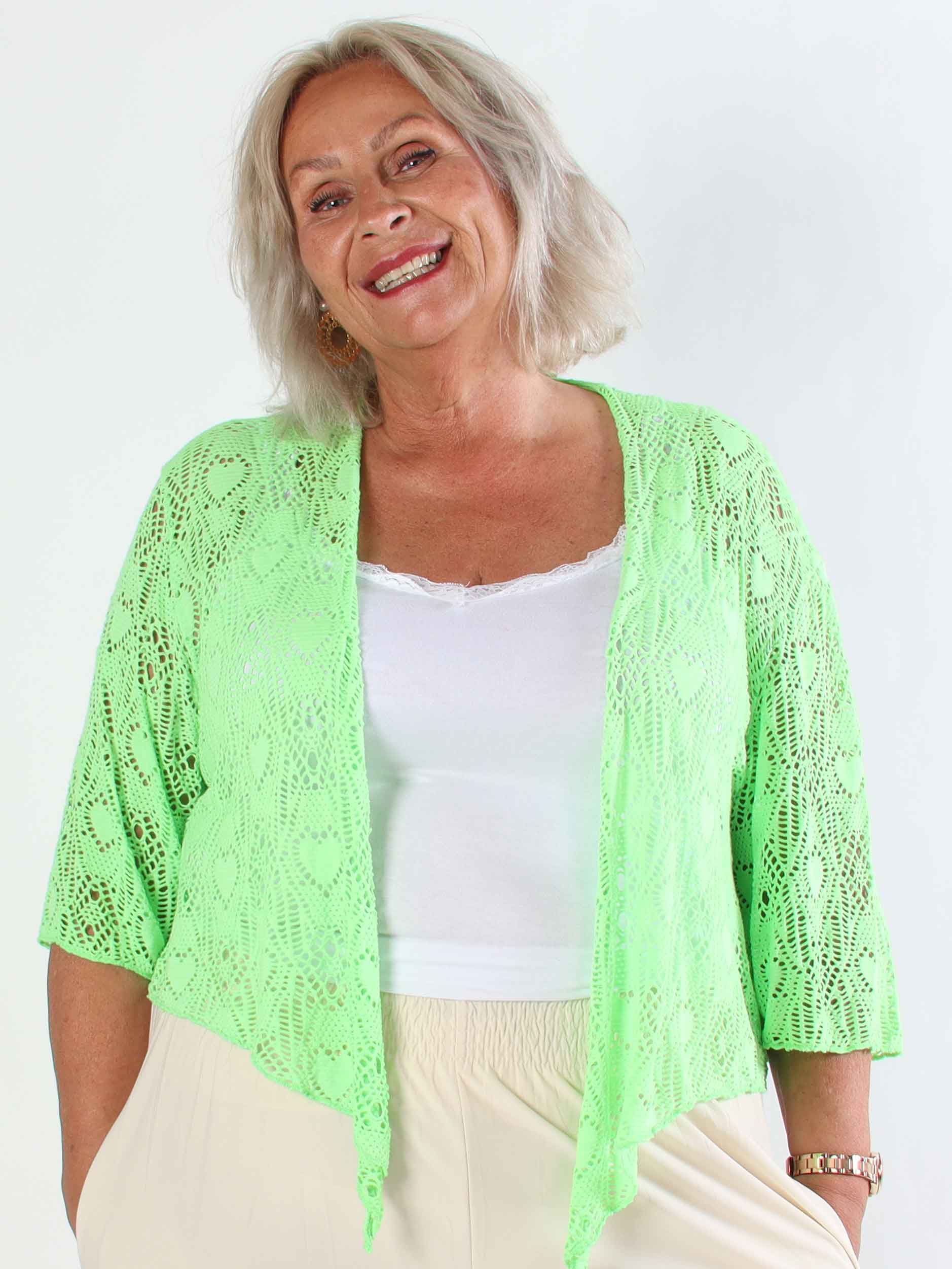 Cassiopea - Let plus size cardigan i viskose med hulmønster