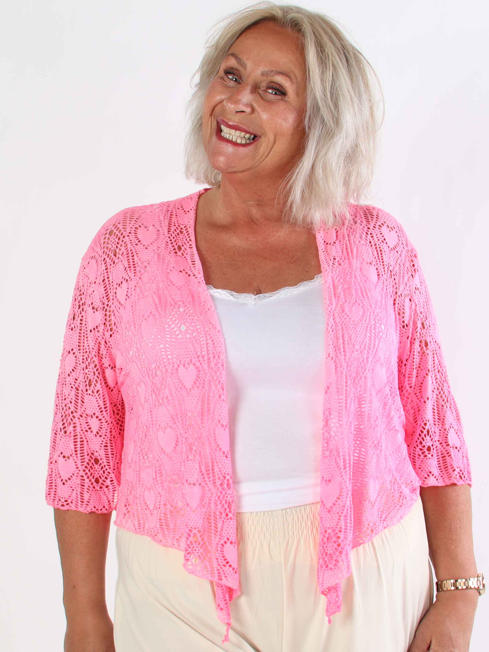 Cassiopea - Let plus size cardigan i viskose med hulmønster