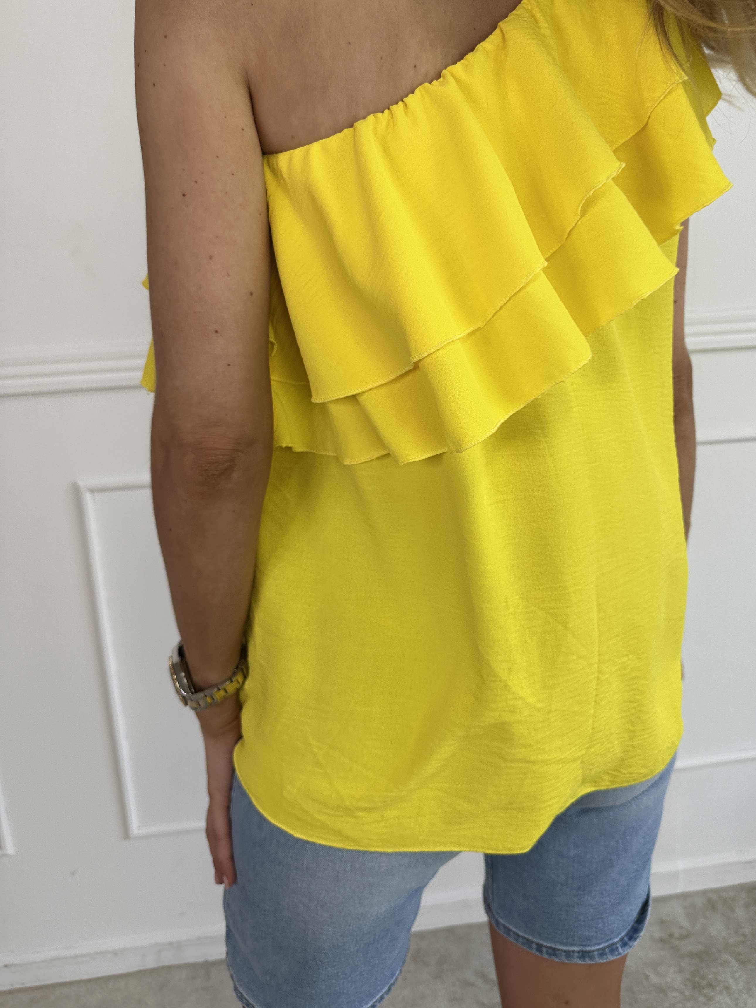 Catelyn Top - Sød one shoulder top med flæser