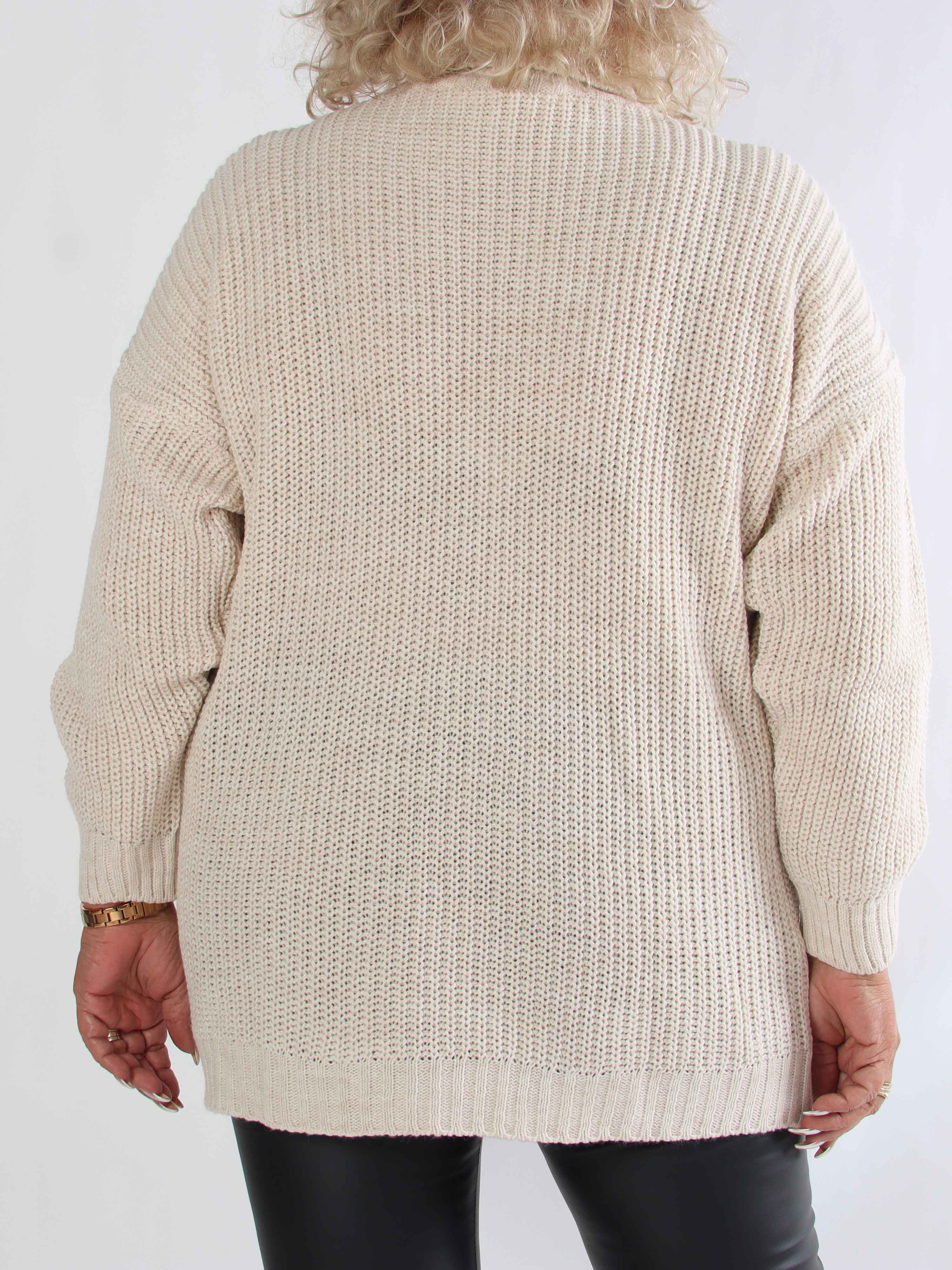 Cindy - Ensfarvet hyggelig plus size striktrøje med rullekrave