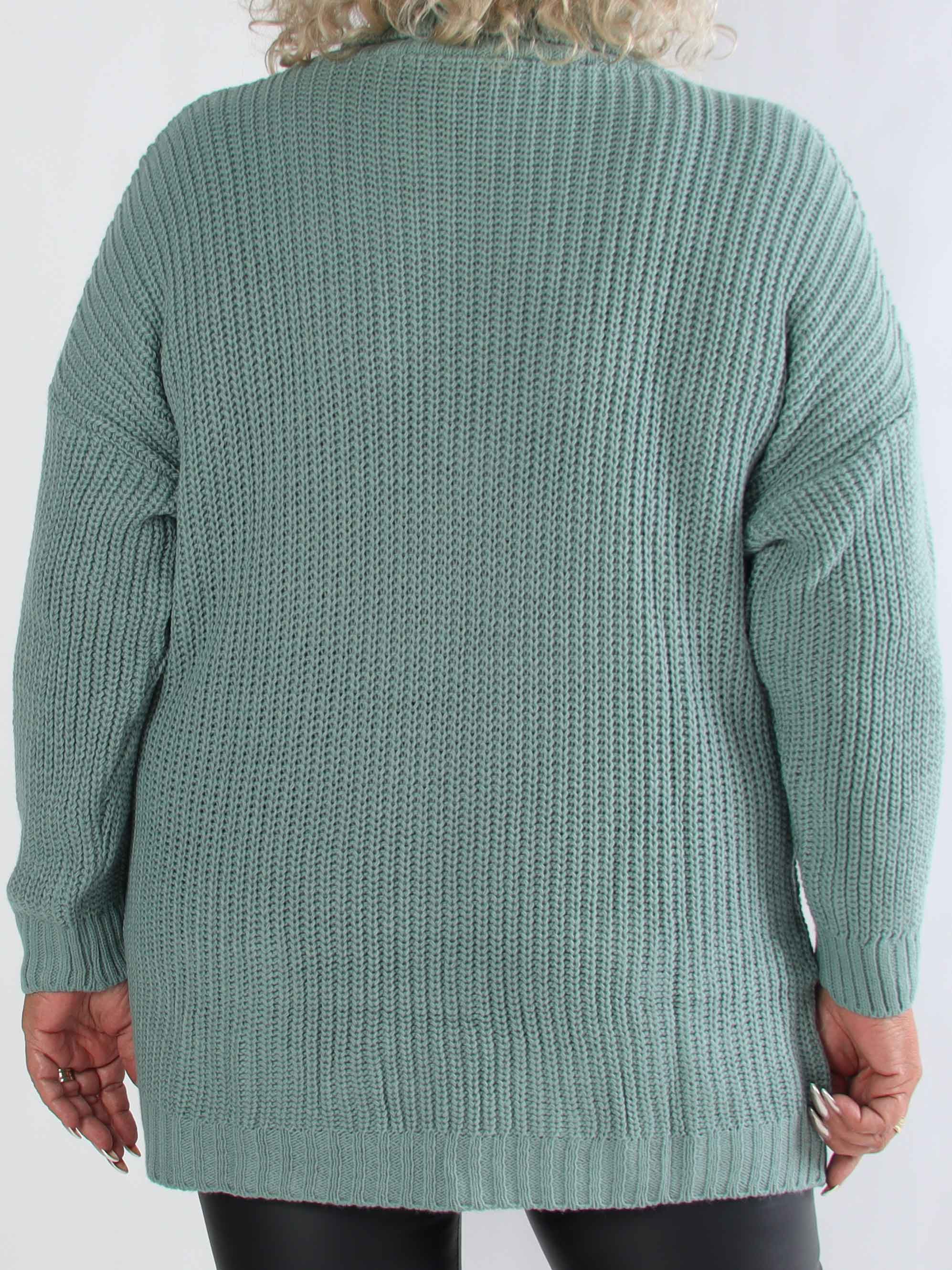 Cindy - Ensfarvet hyggelig plus size striktrøje med rullekrave