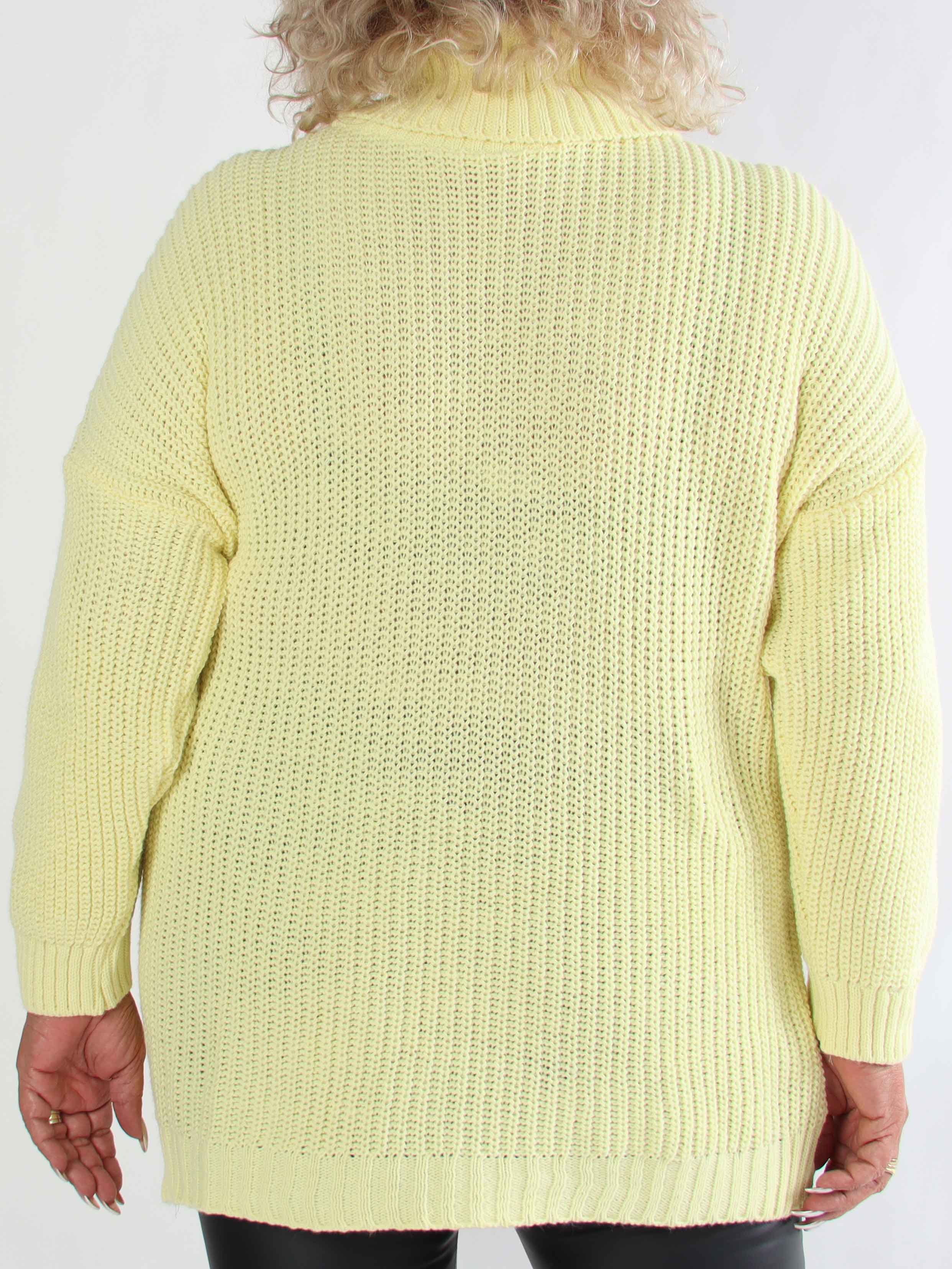 Cindy - Ensfarvet hyggelig plus size striktrøje med rullekrave