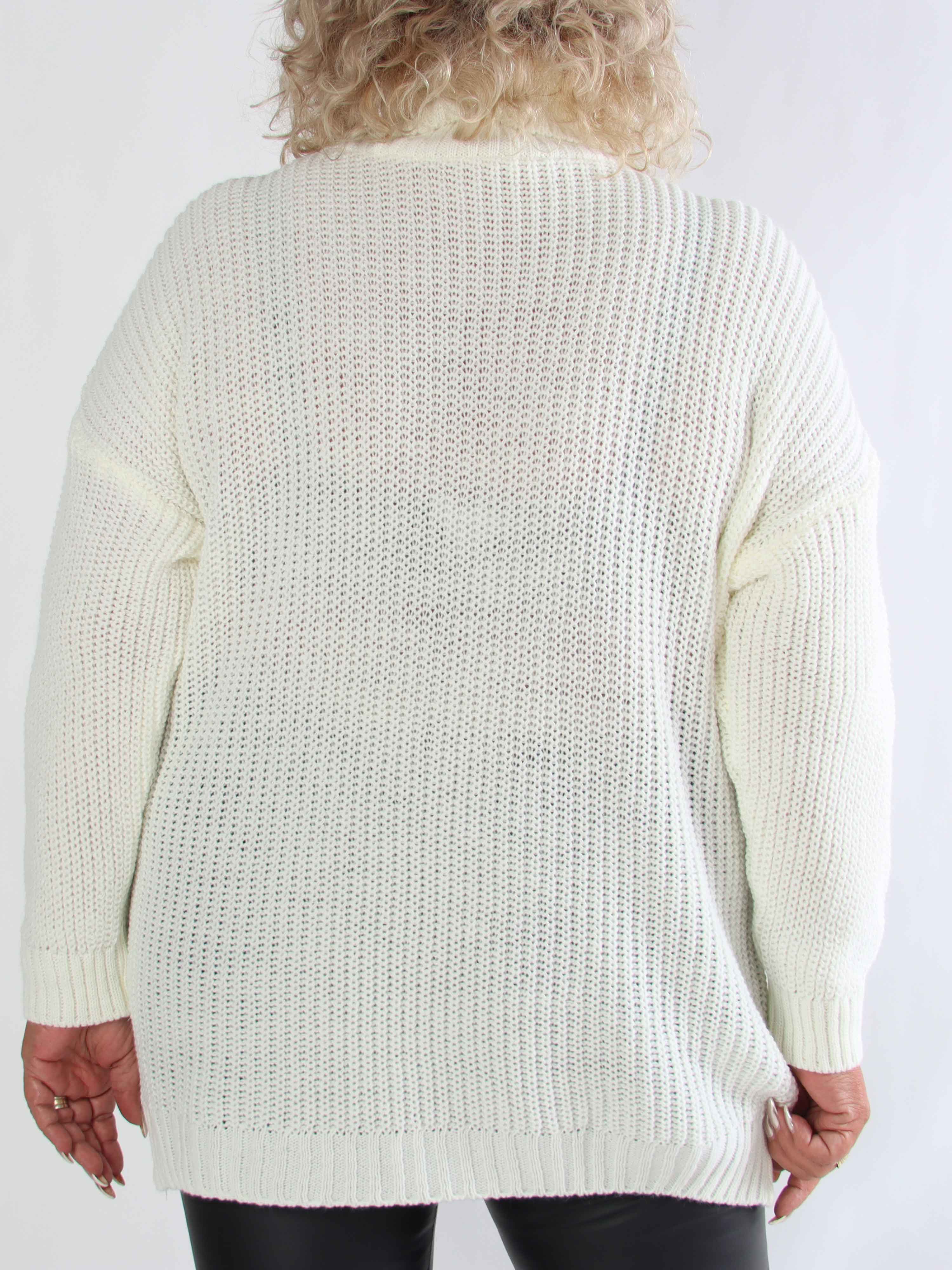 Cindy - Ensfarvet hyggelig plus size striktrøje med rullekrave