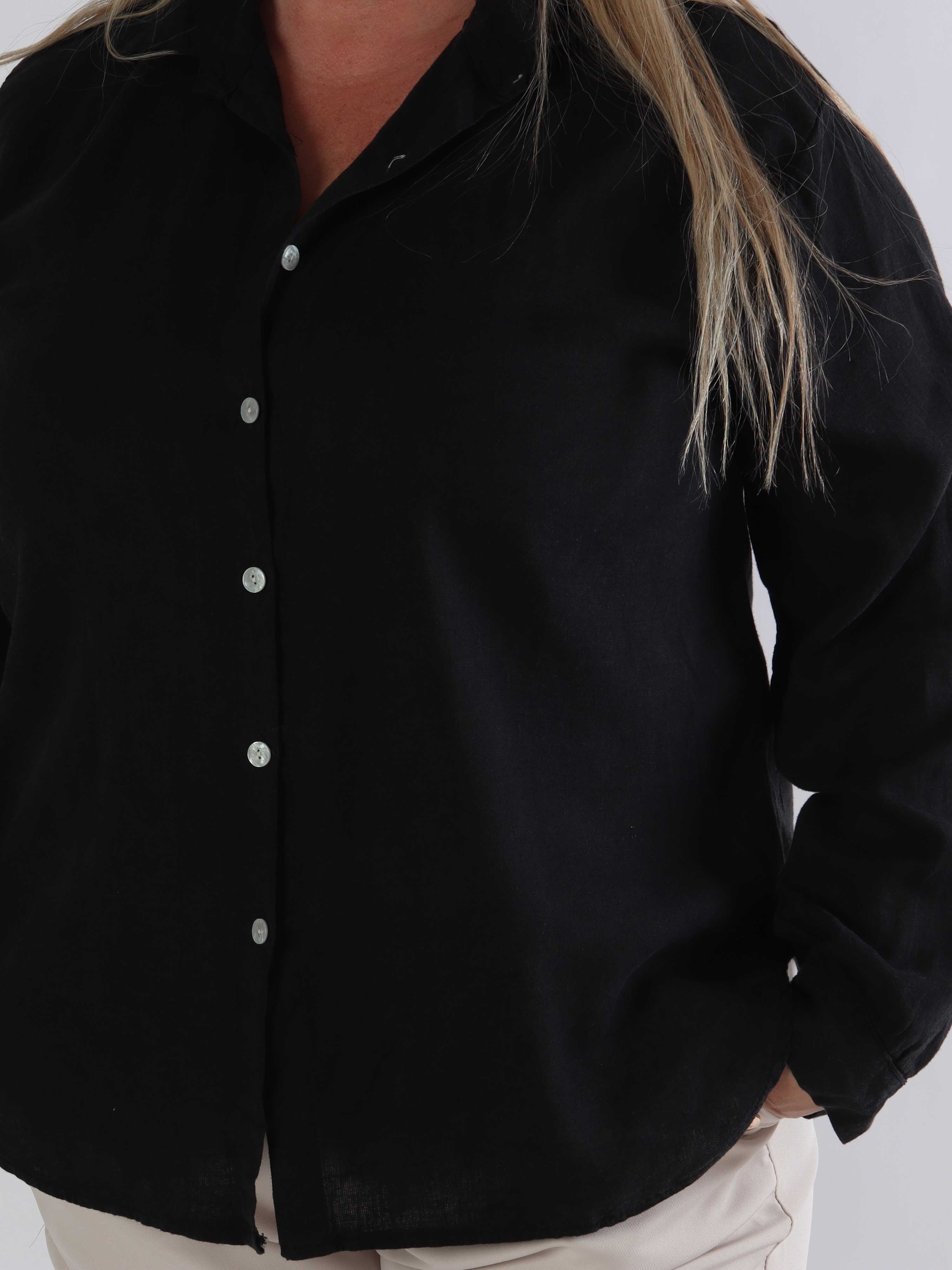 Clara Shirt - Ensfarvet plus size skjorte i viskose og hør